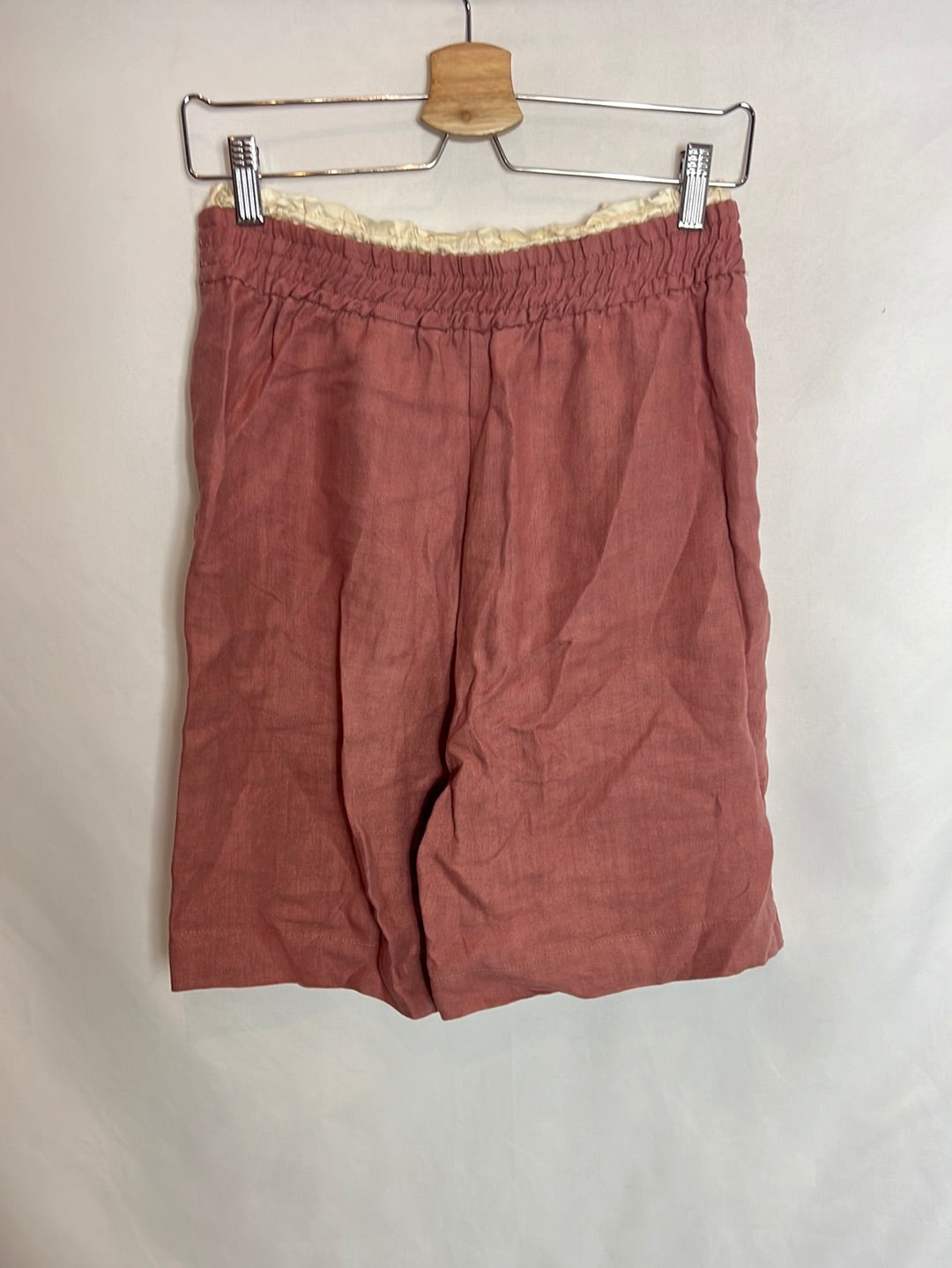 ZARA. Bermuda rosa lino T.xs