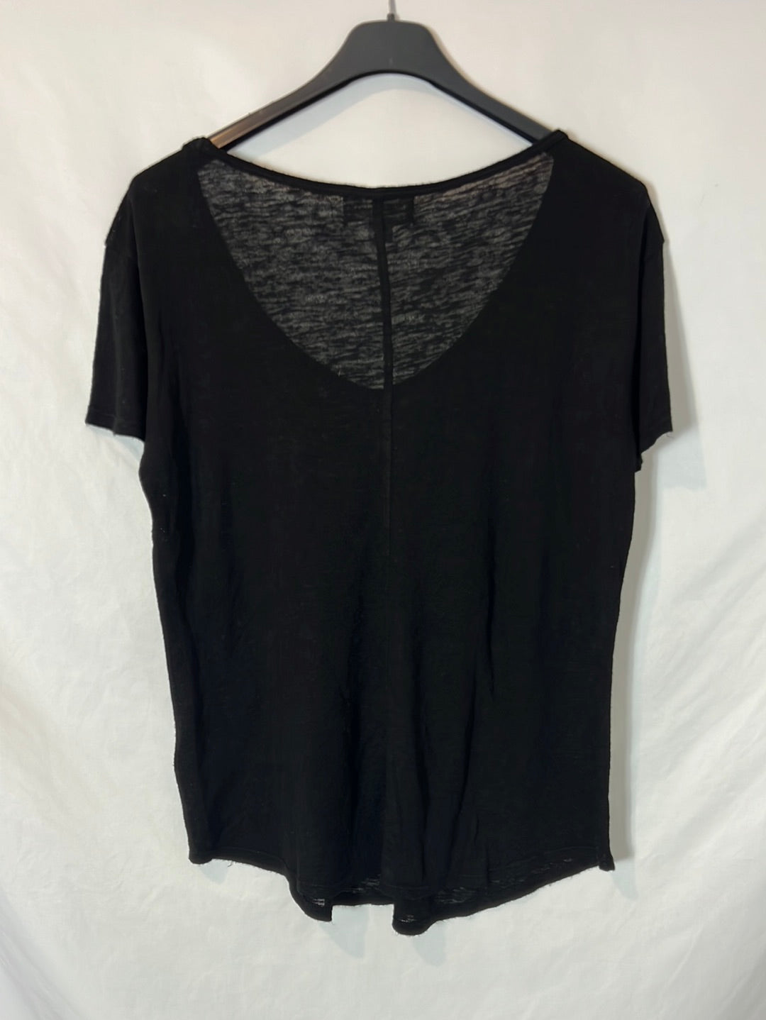 VELVET. Camiseta negra lino. T S