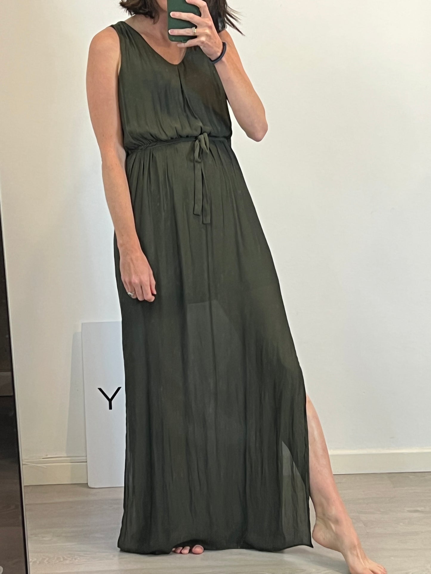 ZARA. Flowing khaki long dress. Size XS