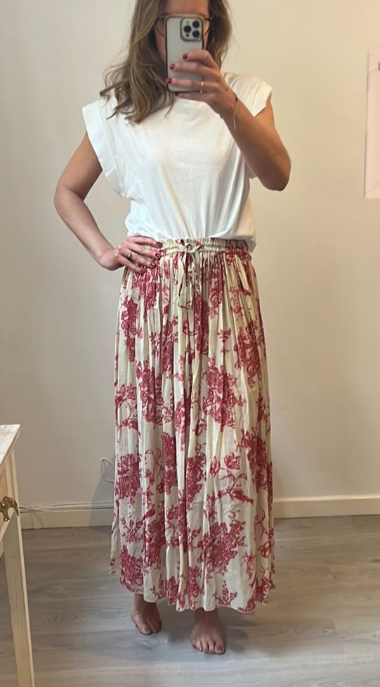 FORTE FORTE. Red printed midi skirt. Size 1