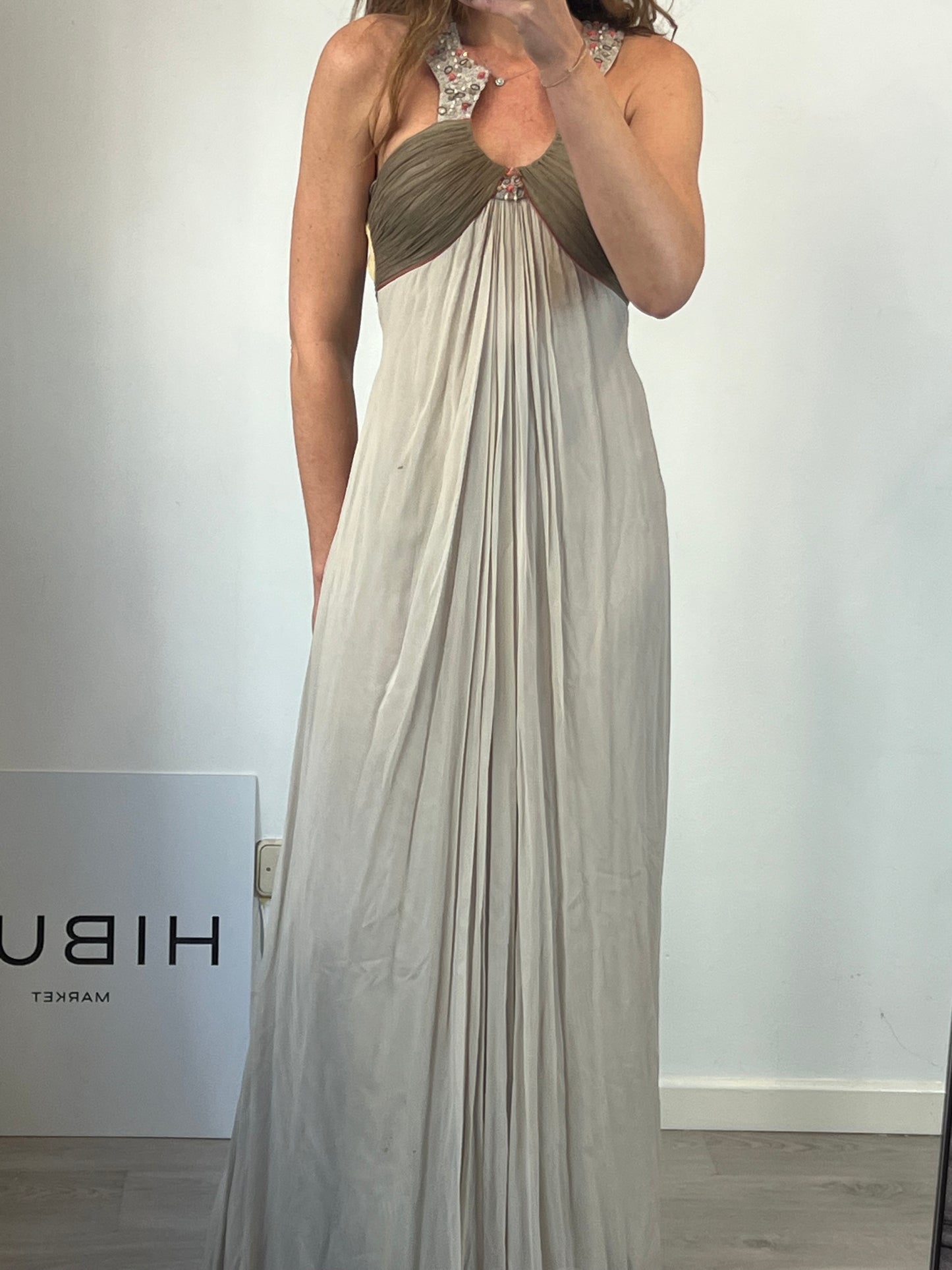 BI^NK LONDON. Vestido largo fluido detalle espalda. T M