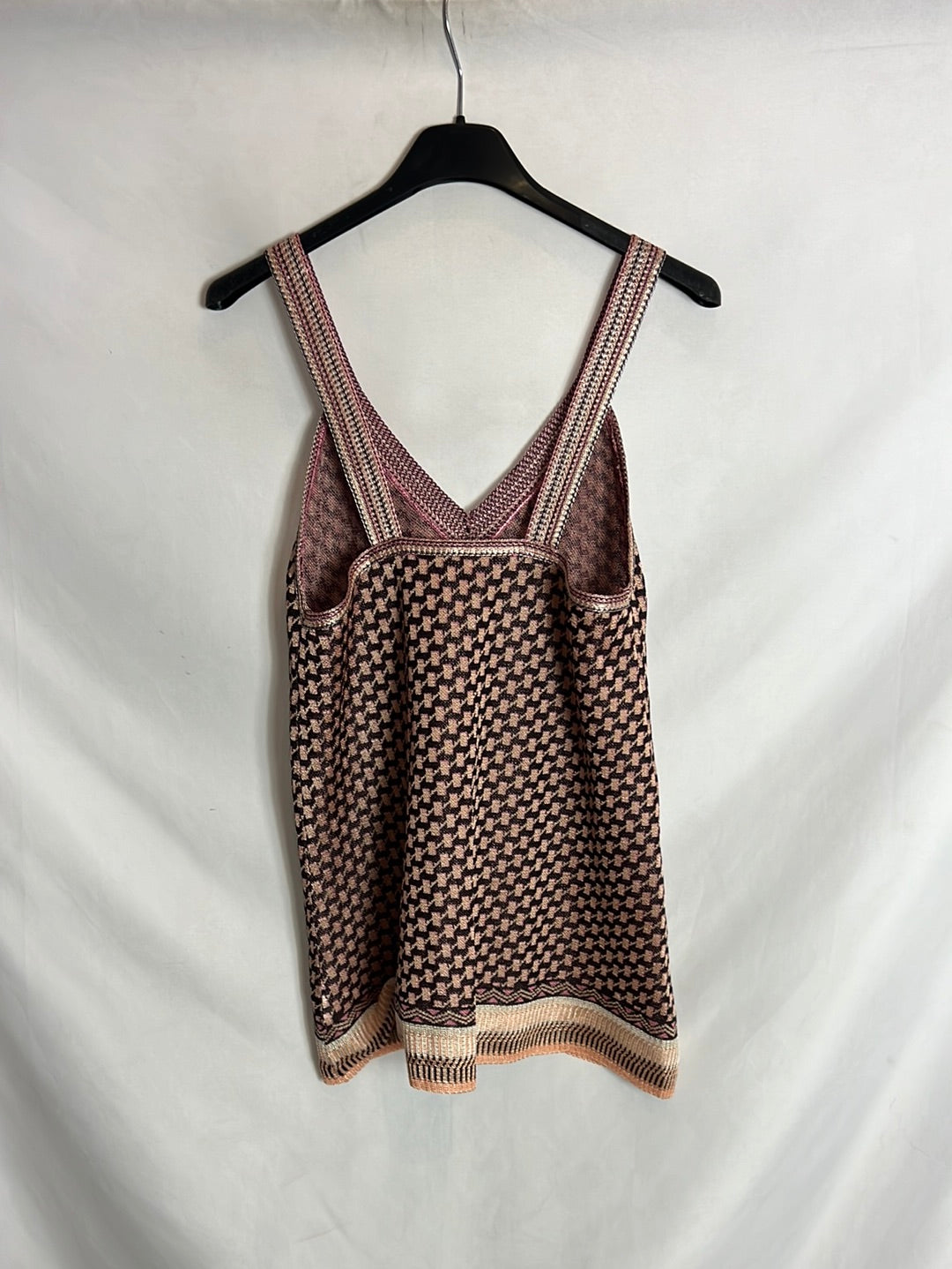 ZARA.Top estampado brillos T.s