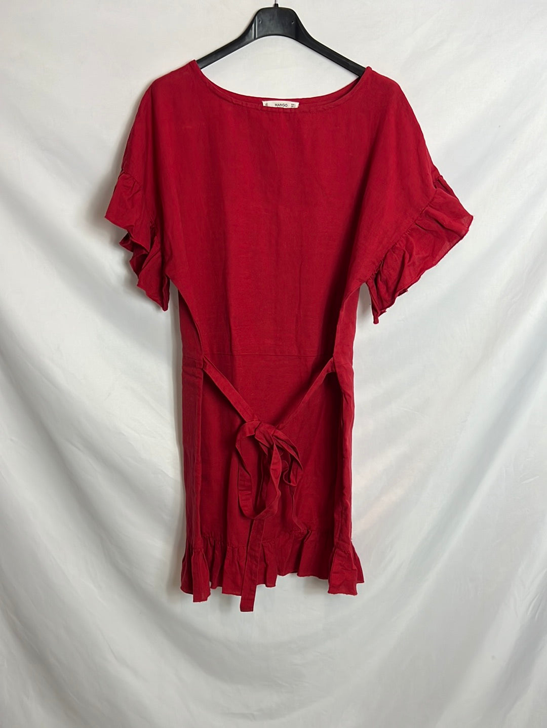 MANGO. Short red linen dress. TL – Hibuy market