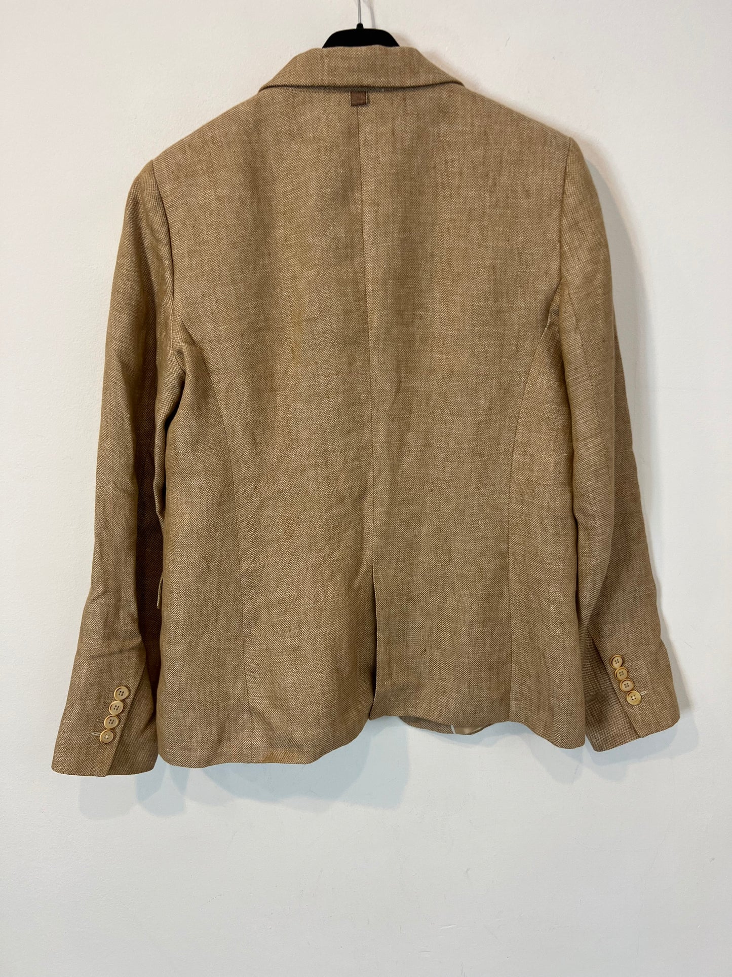 MASSIMO DUTTI. Blazer lino beige jaspeada. T 40