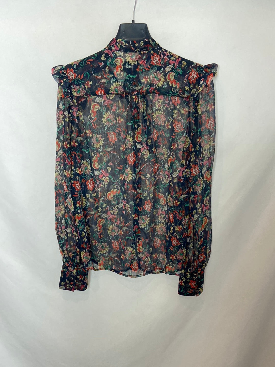 MANGO. Black floral TS shirt