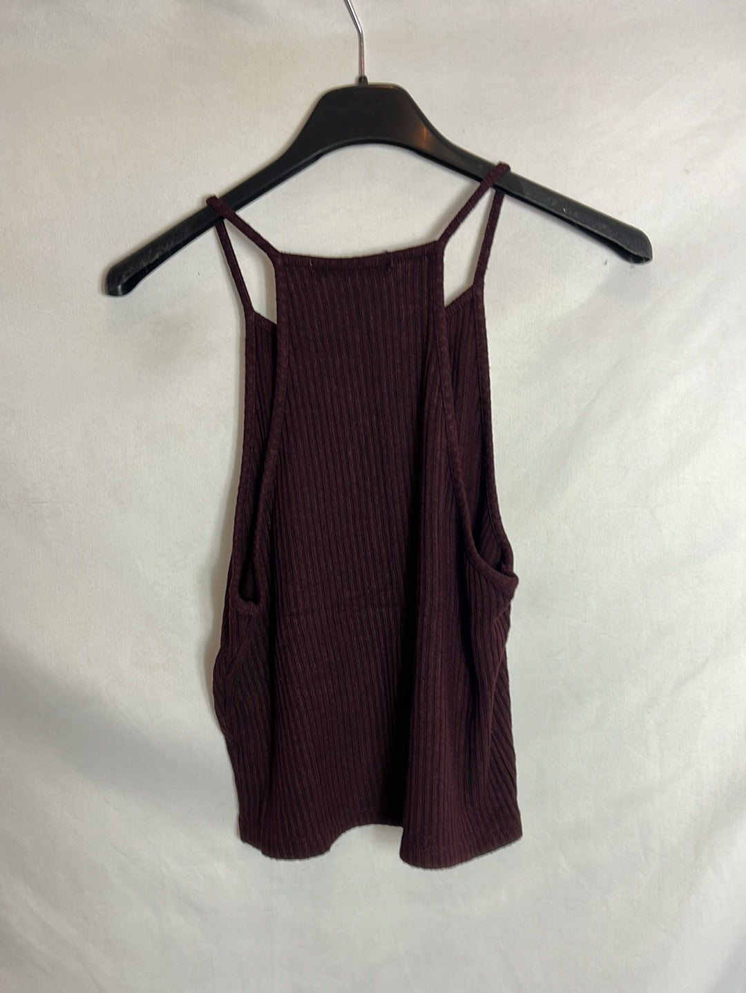 BRANDY MELVILLE. Top burdeos canalé T.u(xs)