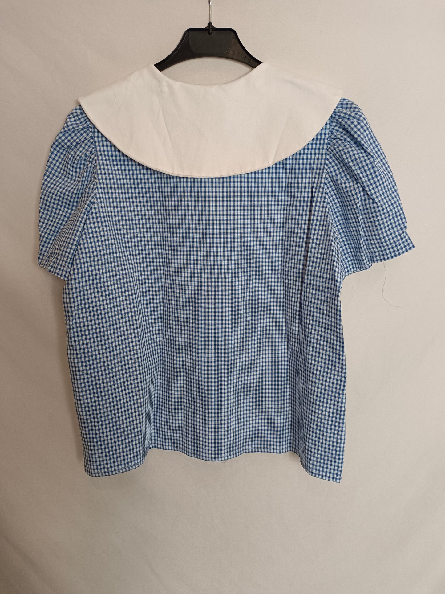 BIRINIT. Blusa azul mini cuadros T.s