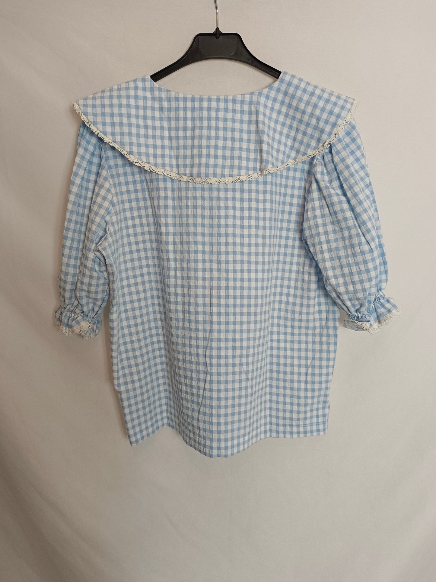 BIRINIT. Blusa azul cuadros T.m