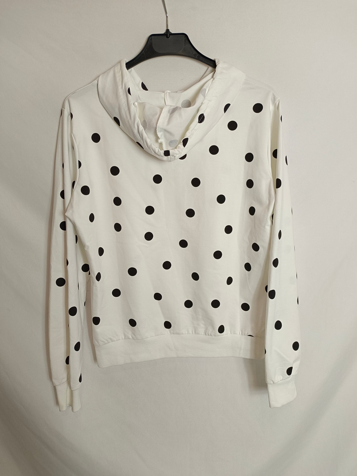 COSMODA.Sudadera blanca lunares negros T.L/XL (M)