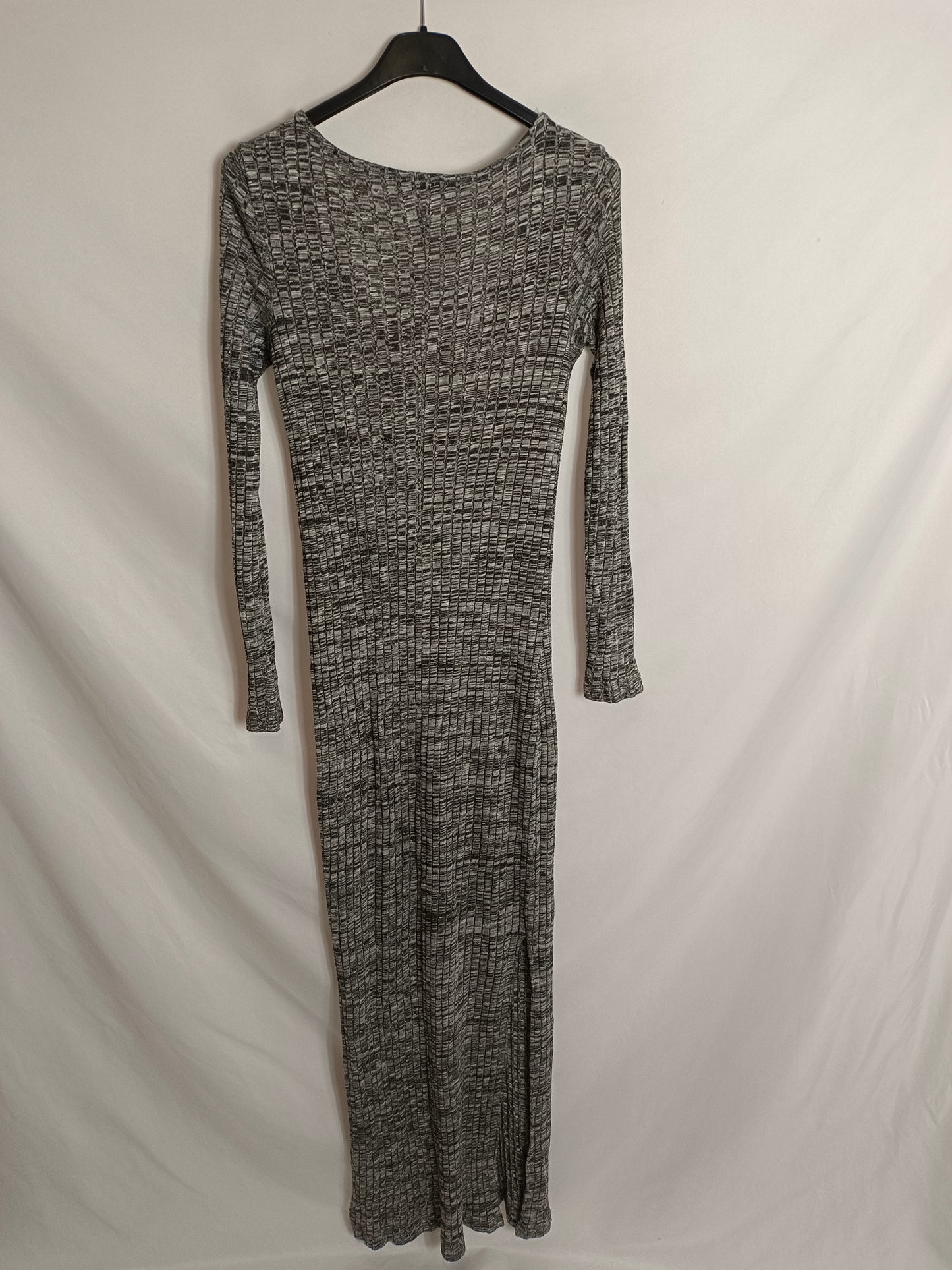 MANGO. Vestido largo gris T.s