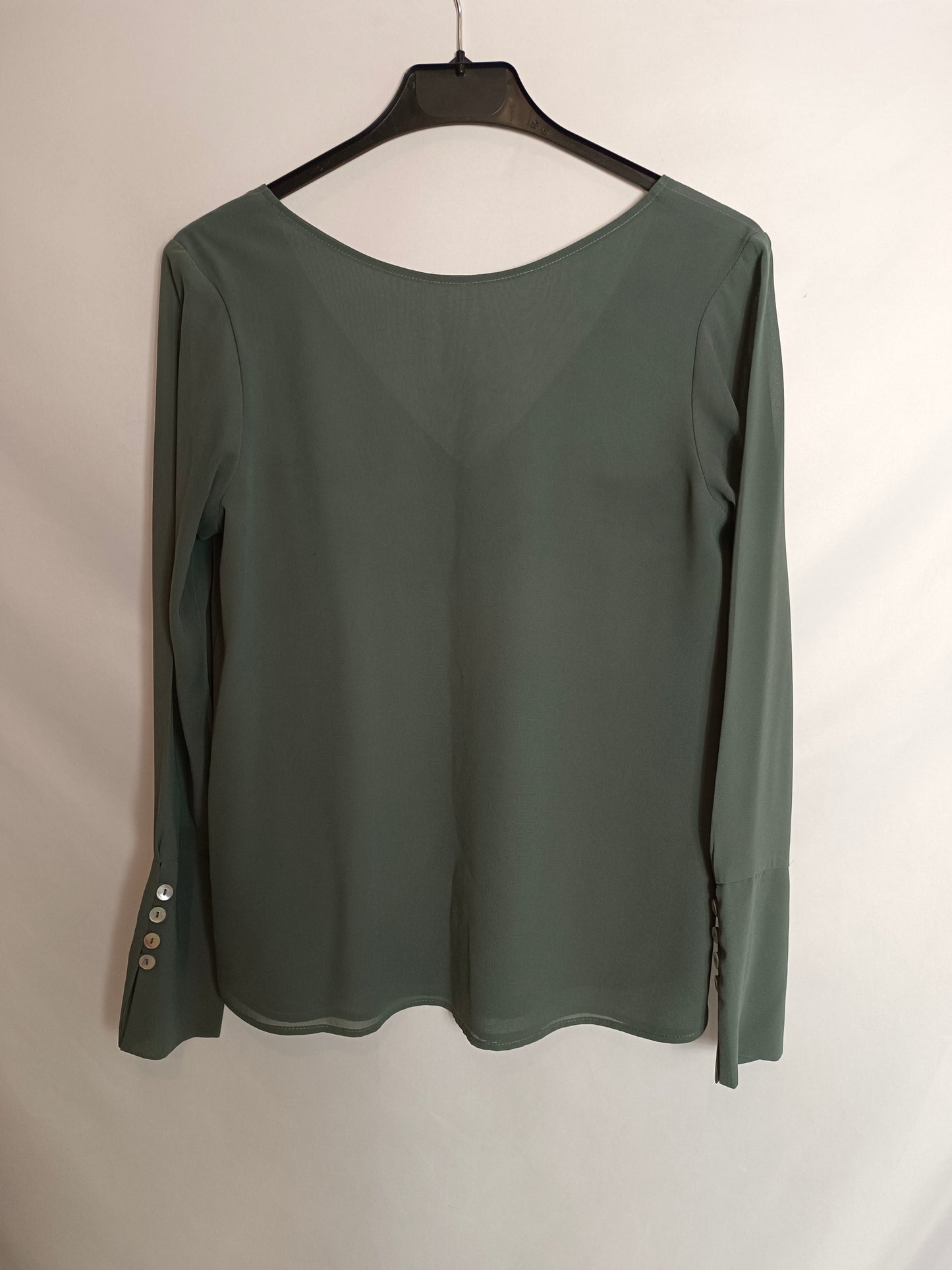BIMANI. Blusa verde botones T.s