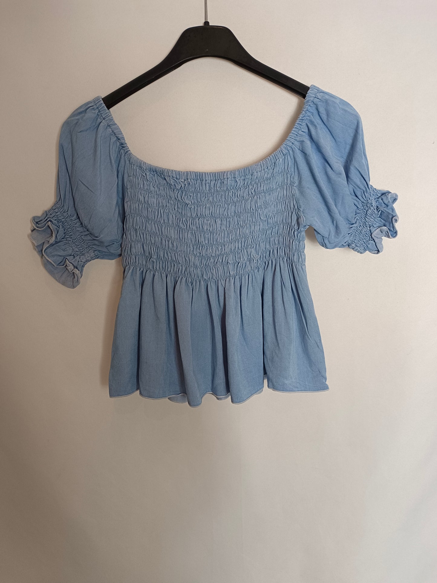 LOVELY BOLITA MINI. Top denim nido de abeja T.u(xs)