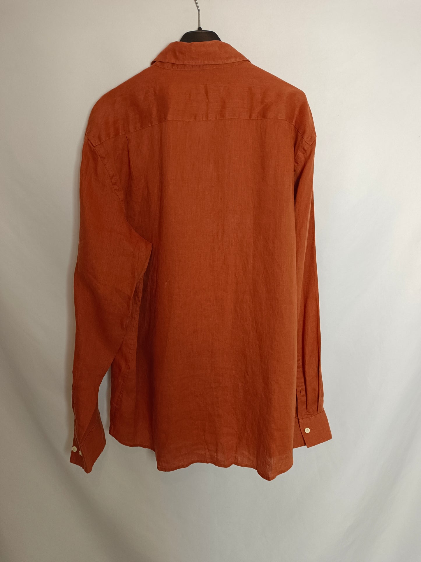 POLO CLUB. Camisa naranja lino T.l