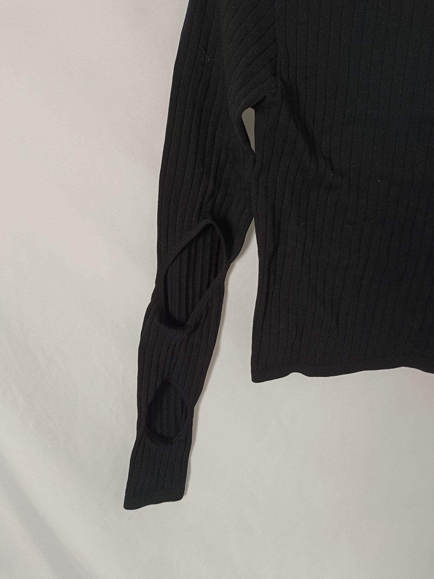 ZARA. Black ribbed top S.xs/s