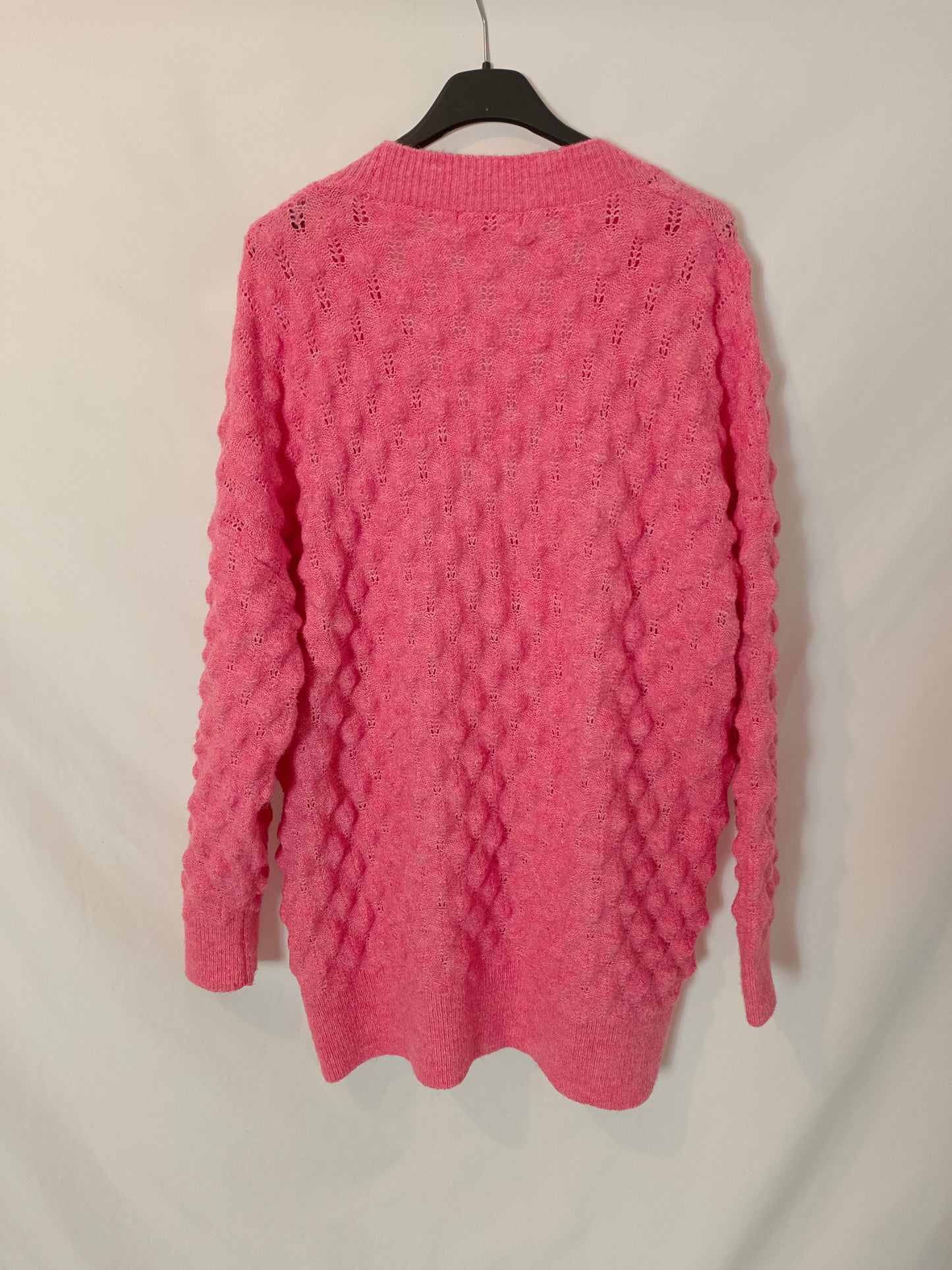 MANGO. Cárdigan rosa largo T.m