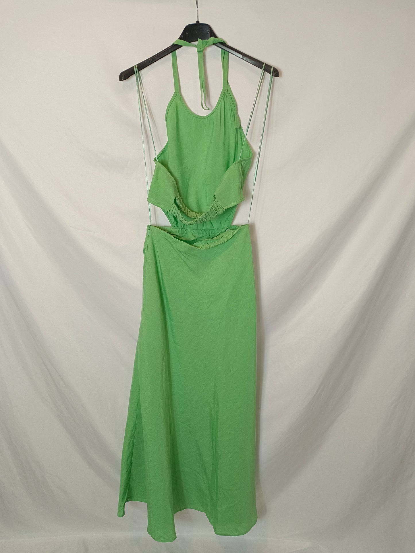ZARA. Vestido verde lino T.xs