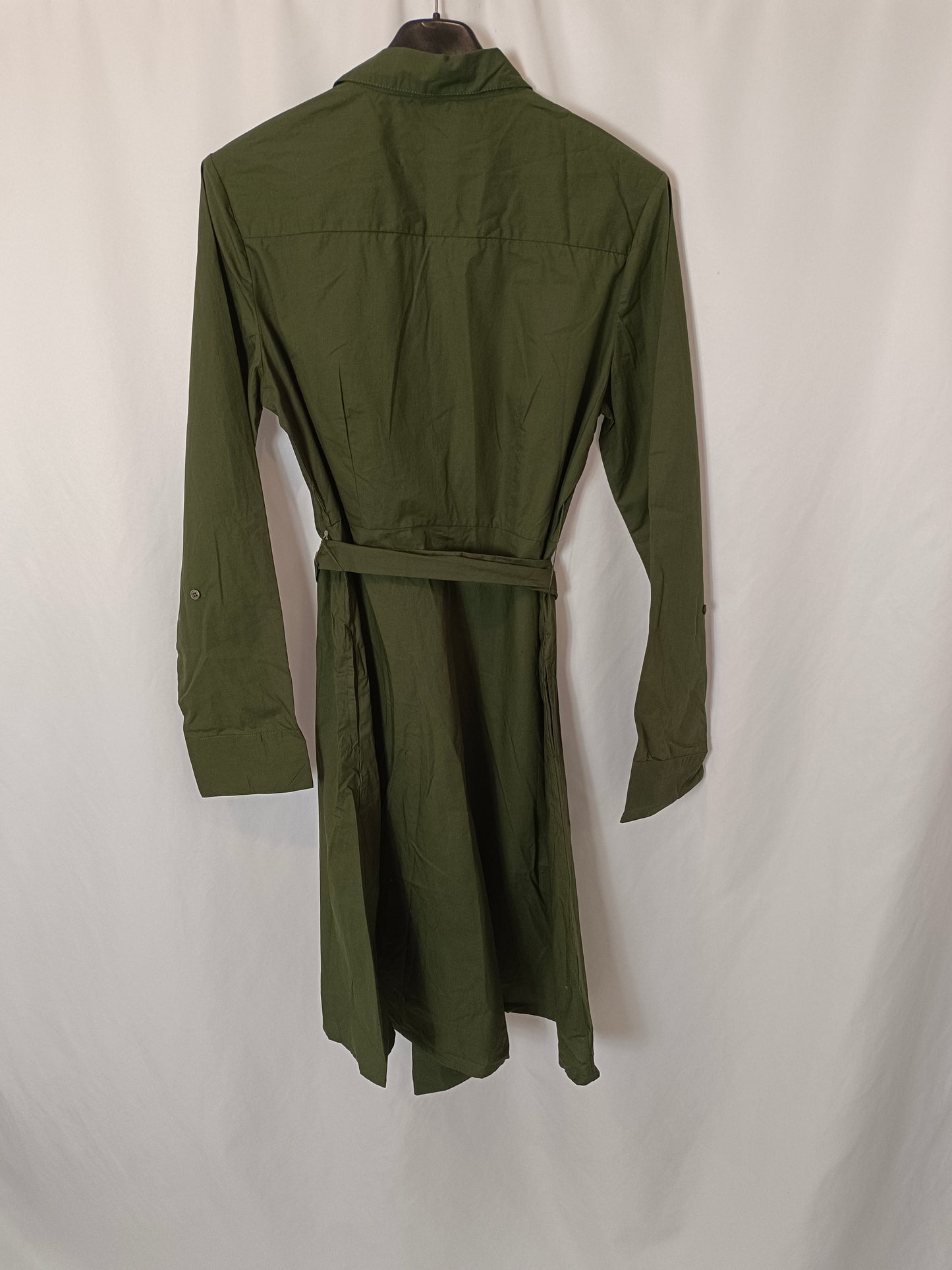 MANGO. Vestido verde camisero T.m