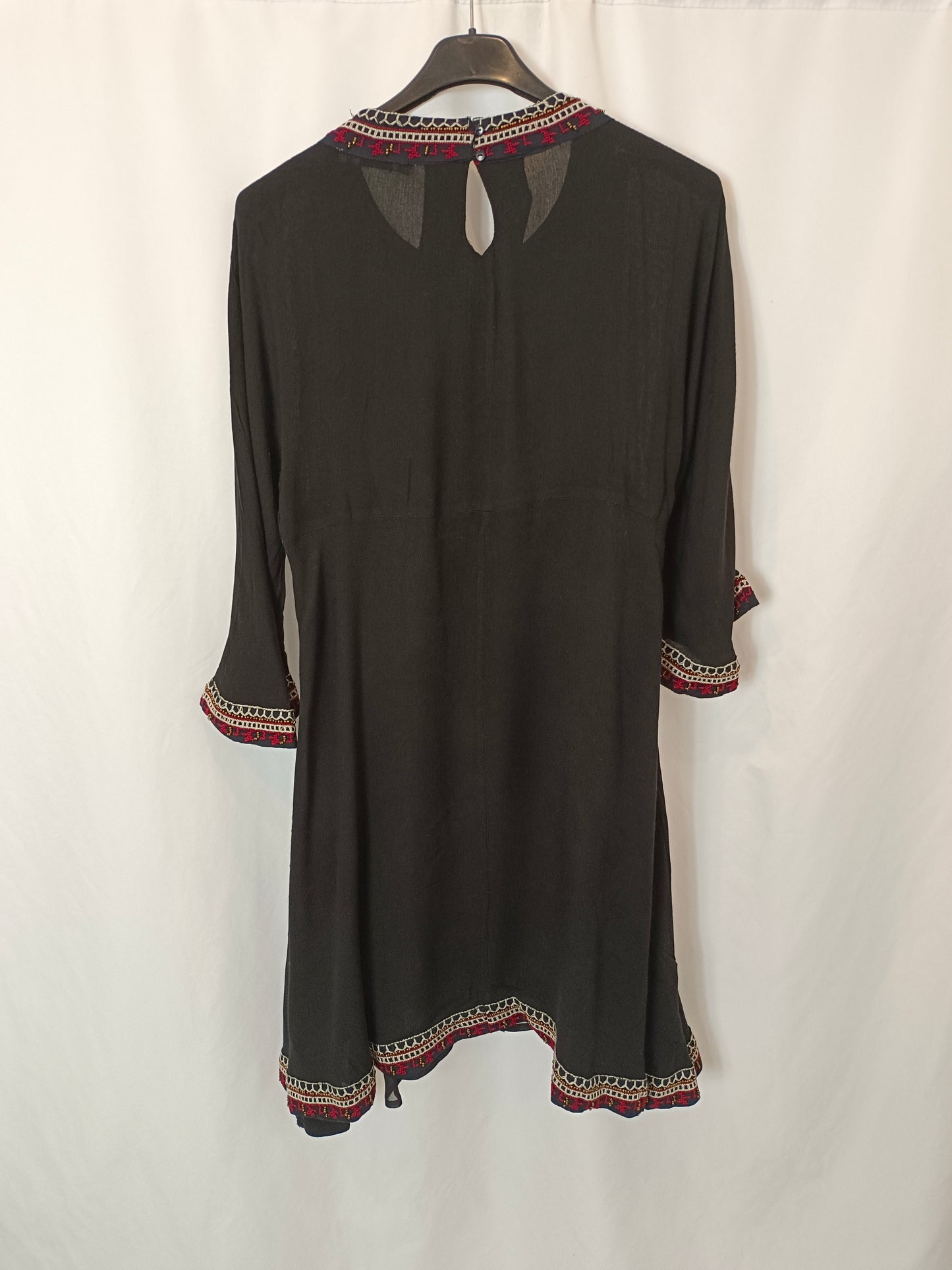 PULL&BEAR. Black beaded and embroidered dress Tm