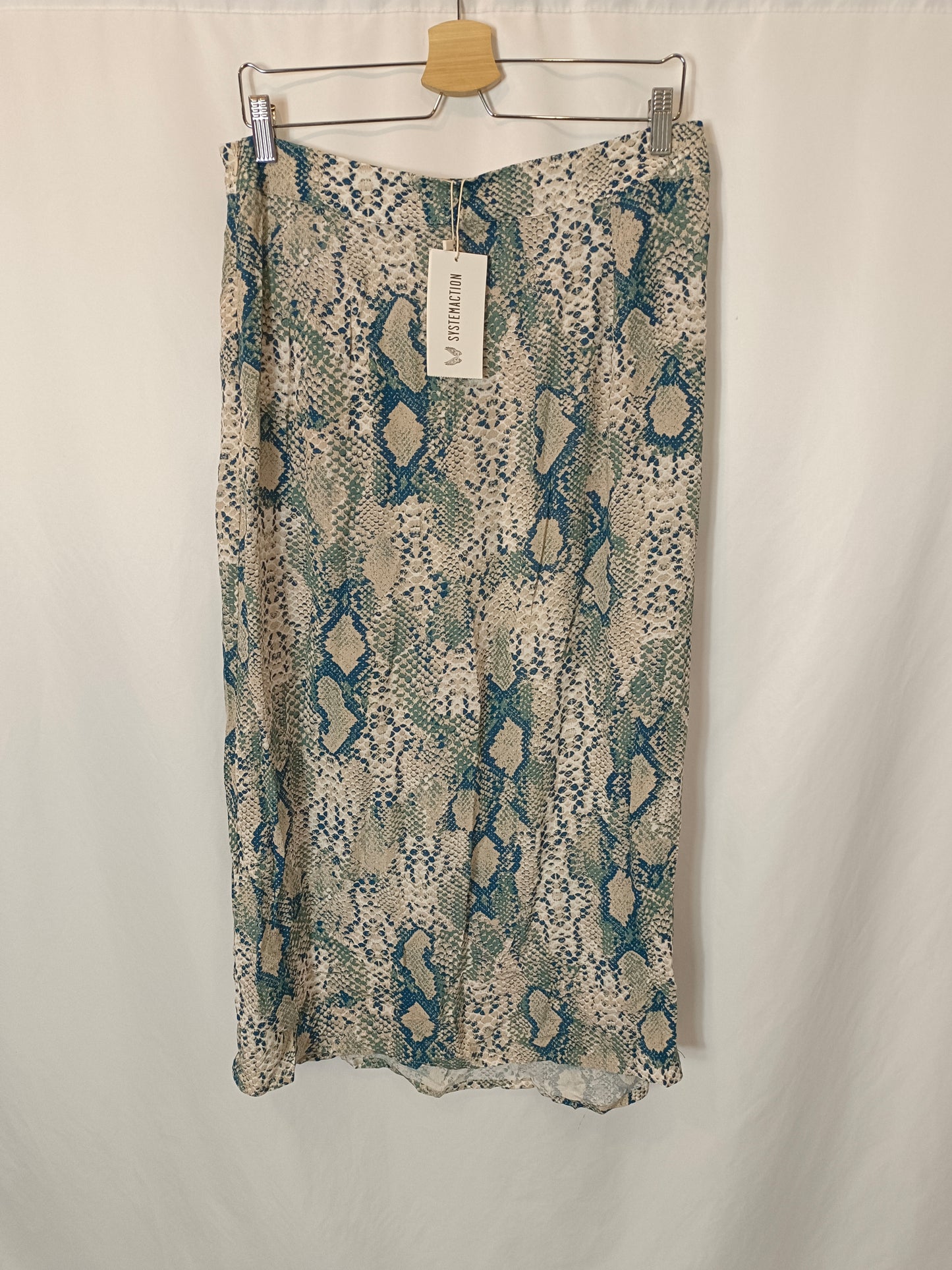 SYSTEMACTION. Falda midi fluida animal print. T 40