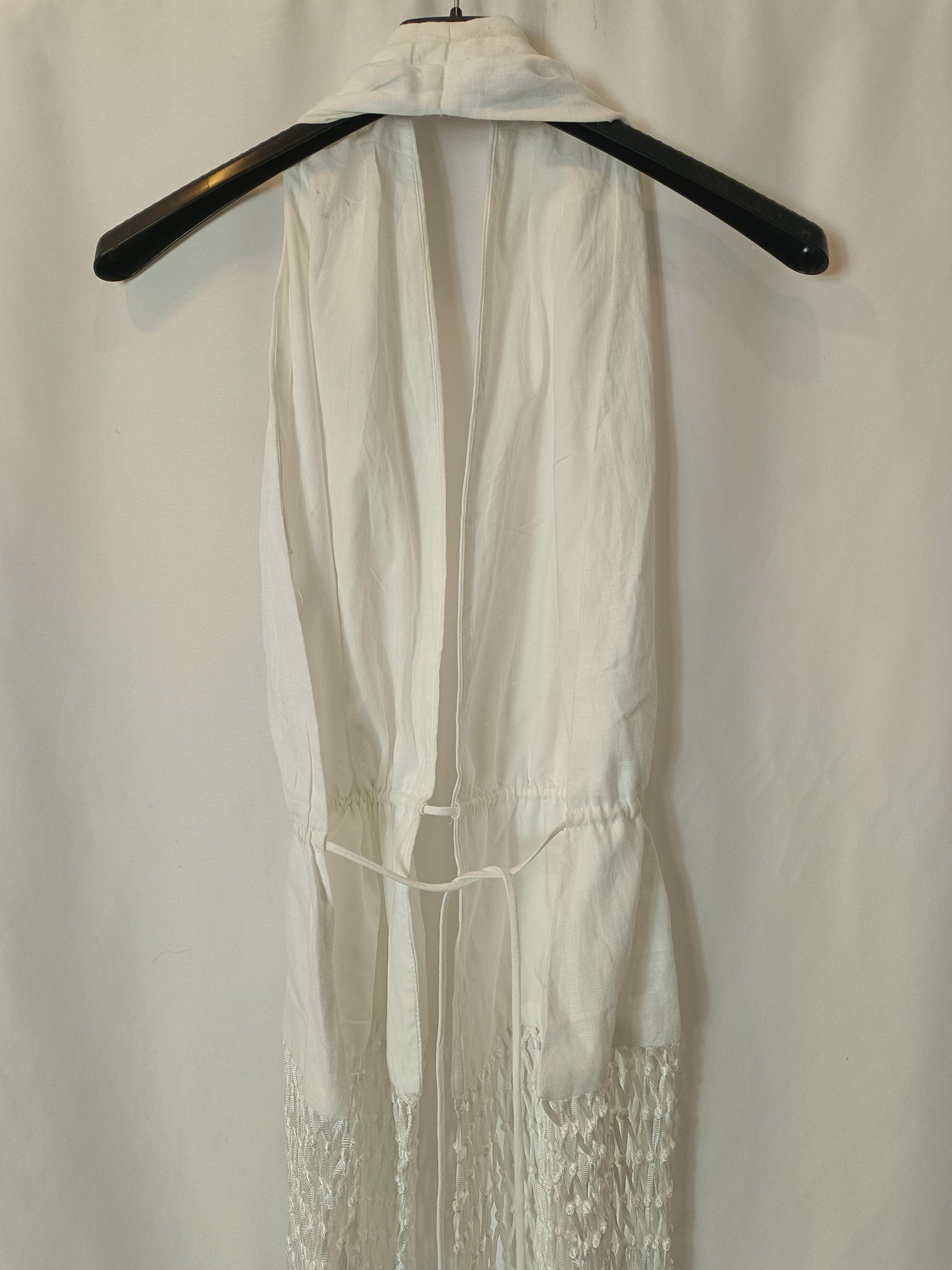 ZARA. Top blanco flecos T.xs