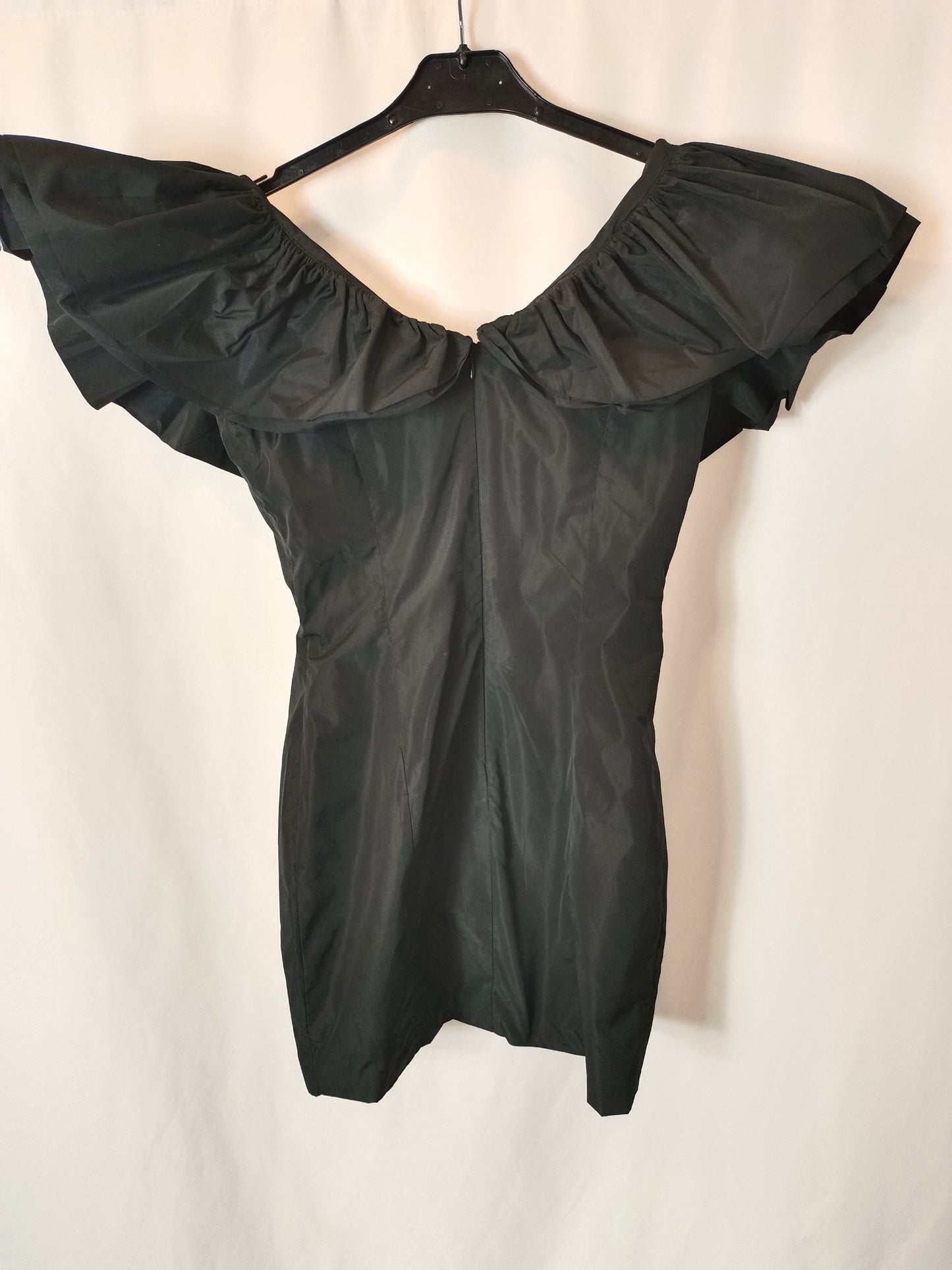 REDONDO BRAND. Black dress with ruffles. XS