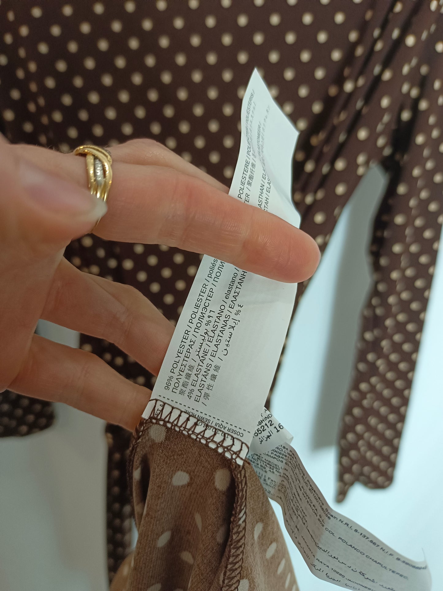 MANGO. Brown polka dot dress TM