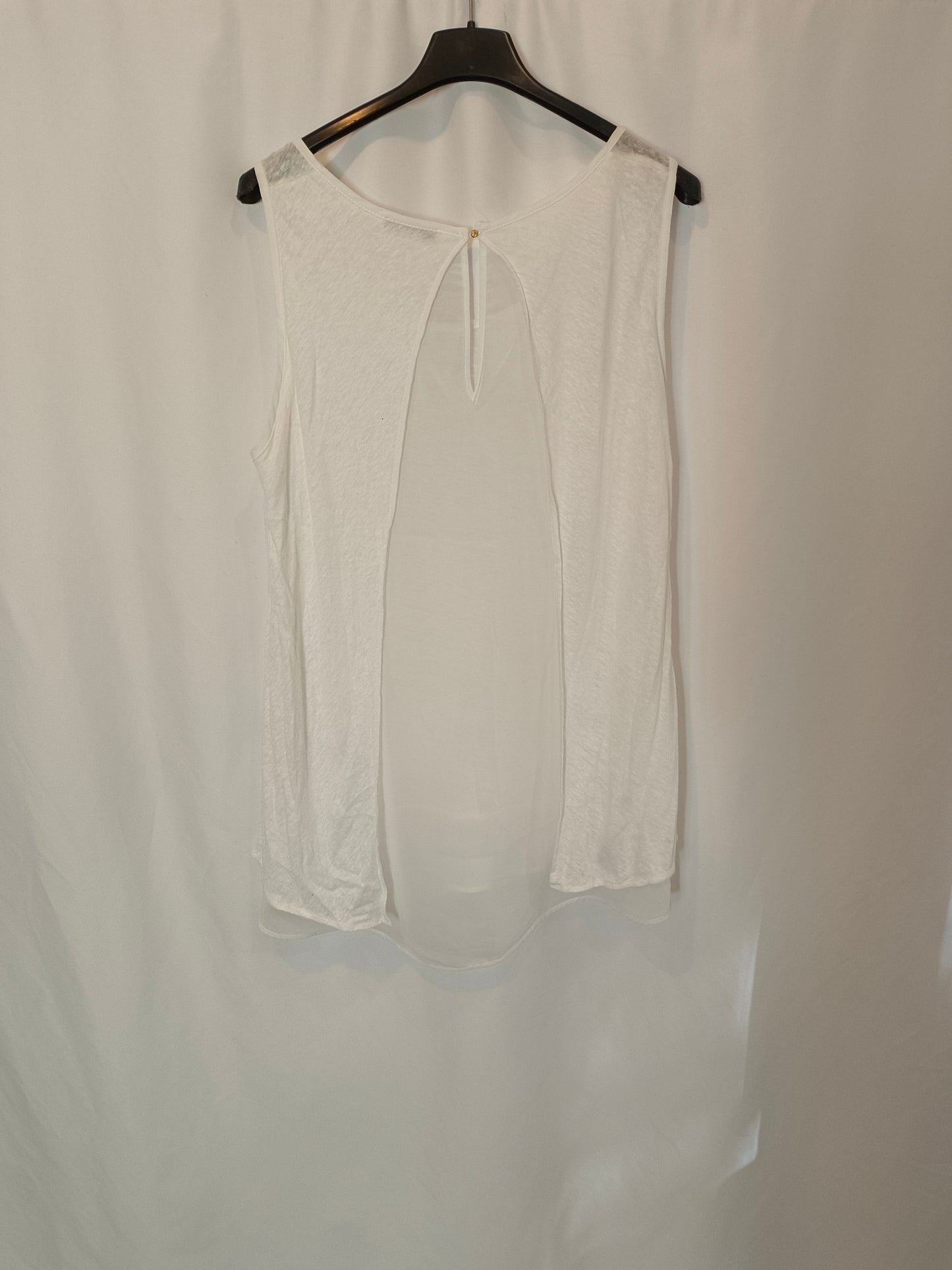 MASSIMO DUTTI. White double-textured T-shirt TM