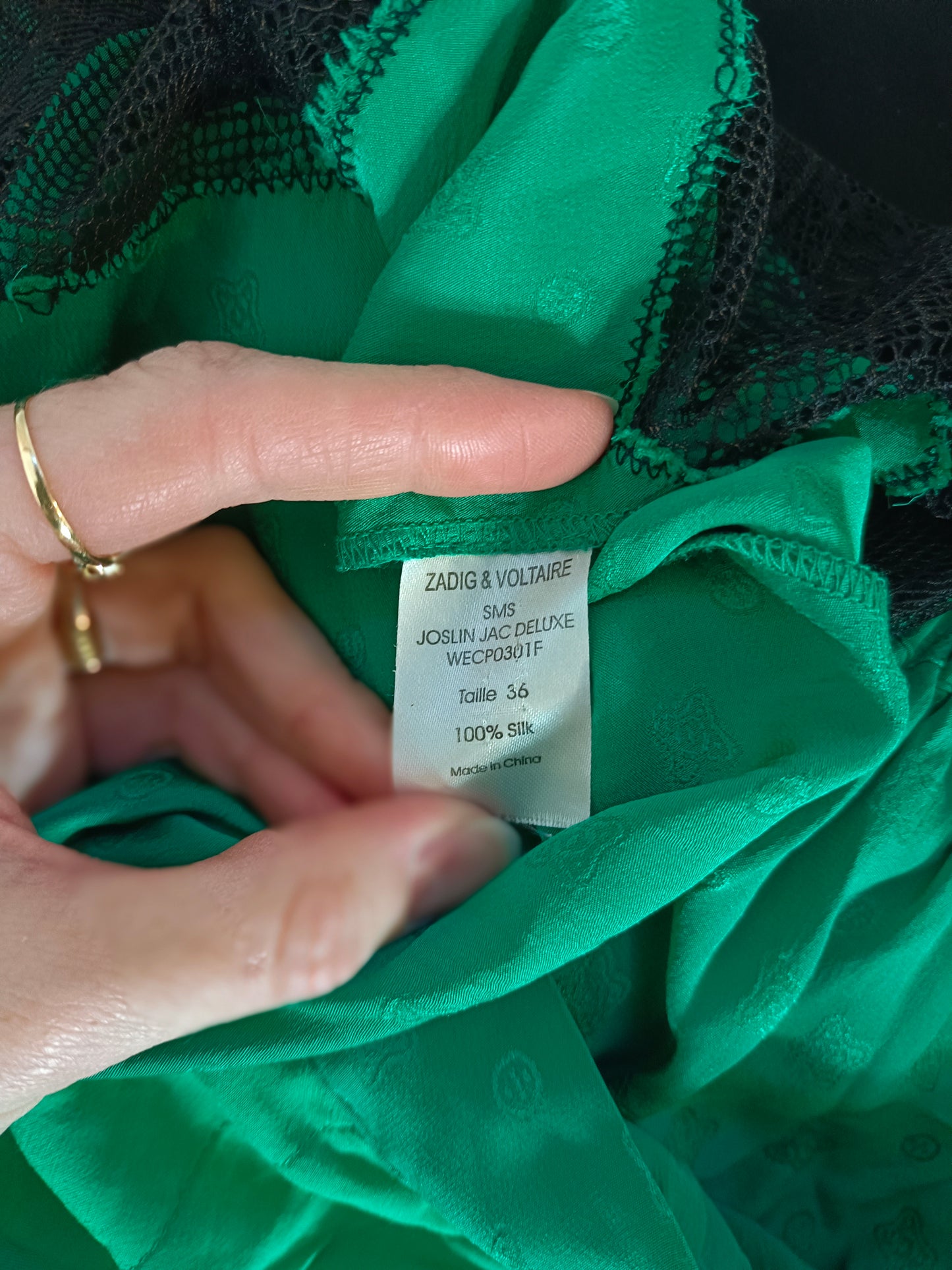 ZADIG&VOLTAIRE. Falda verde seda asimétrica T.36