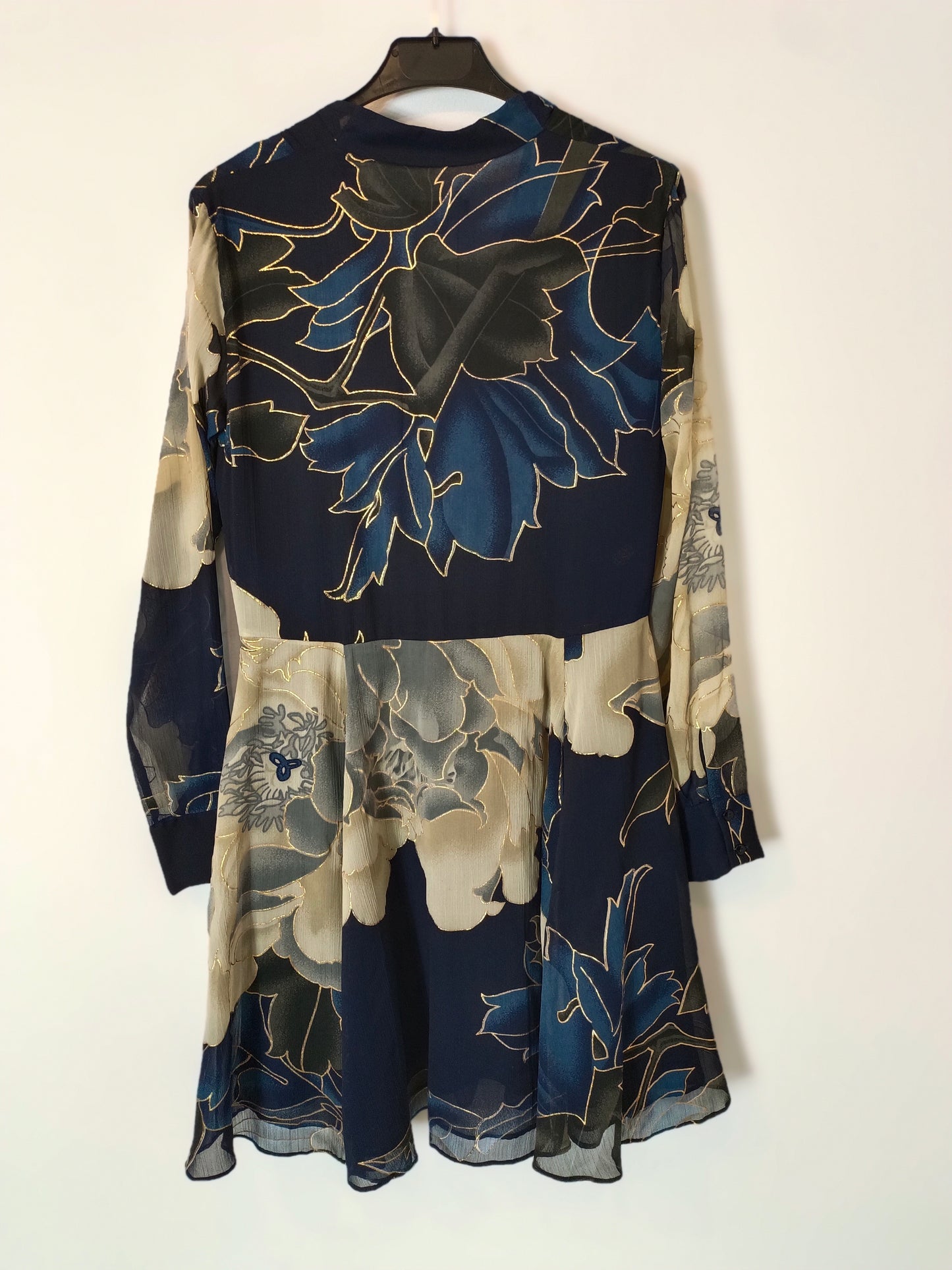 ADOLFO DOMINGUEZ. Vestido azul flores T.m