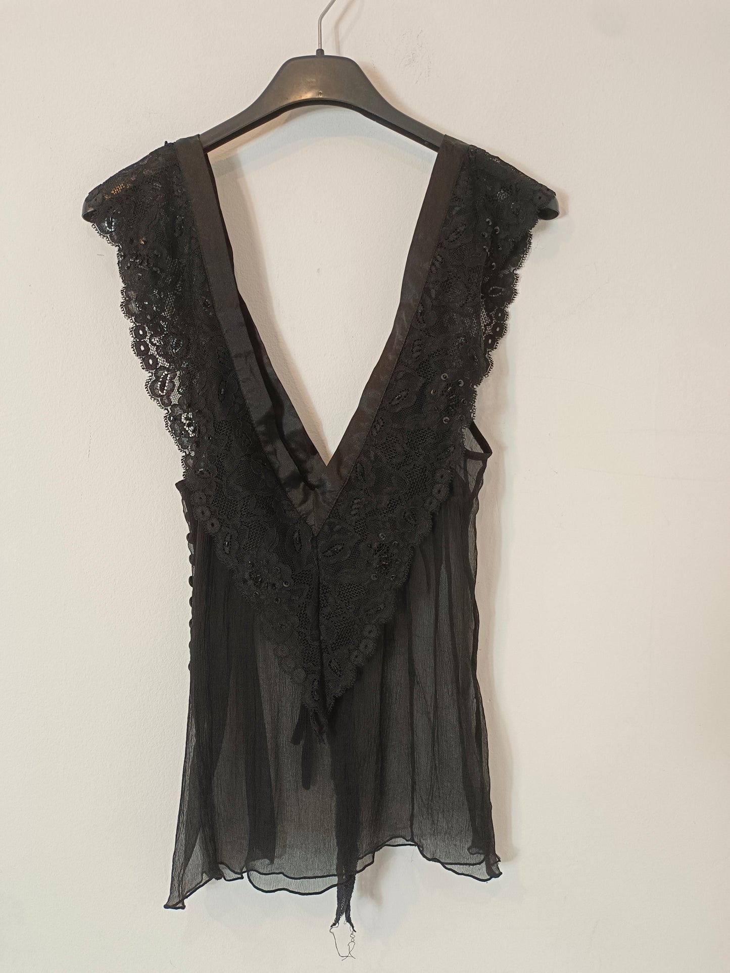 MASSIMO DUTTI. Top lencero negro TU(S)