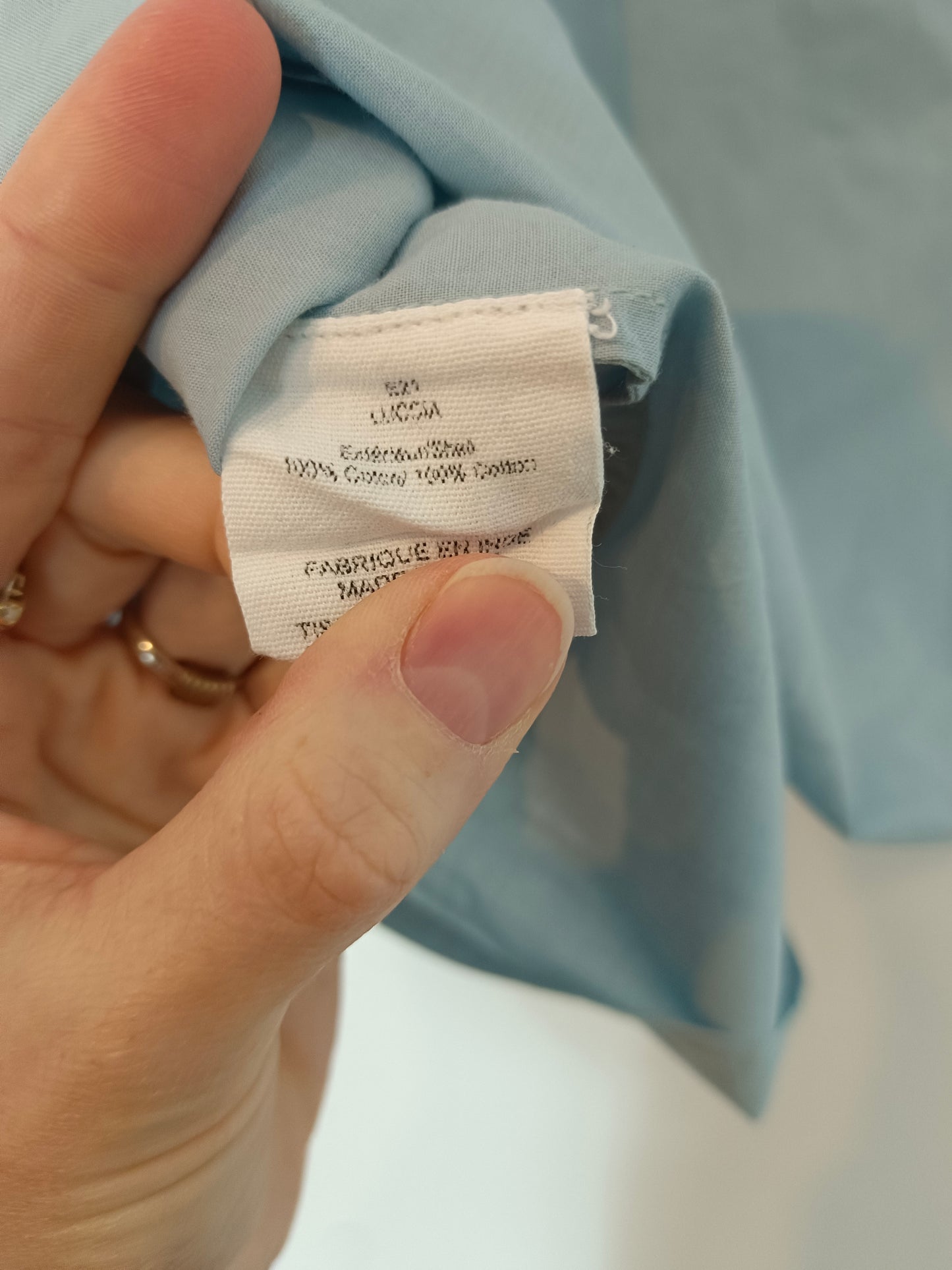 PETITE MENDIGOTE. Blusa azul cuello bordado T.s