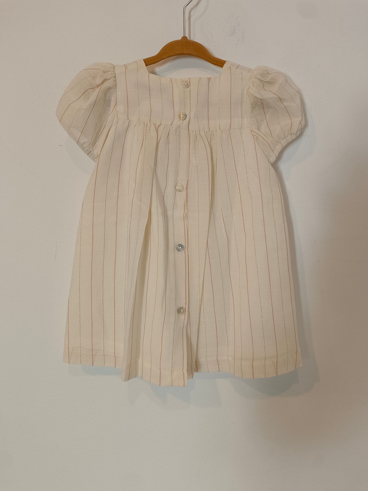 BABIBU. Vestido beige rayas T. 12 meses