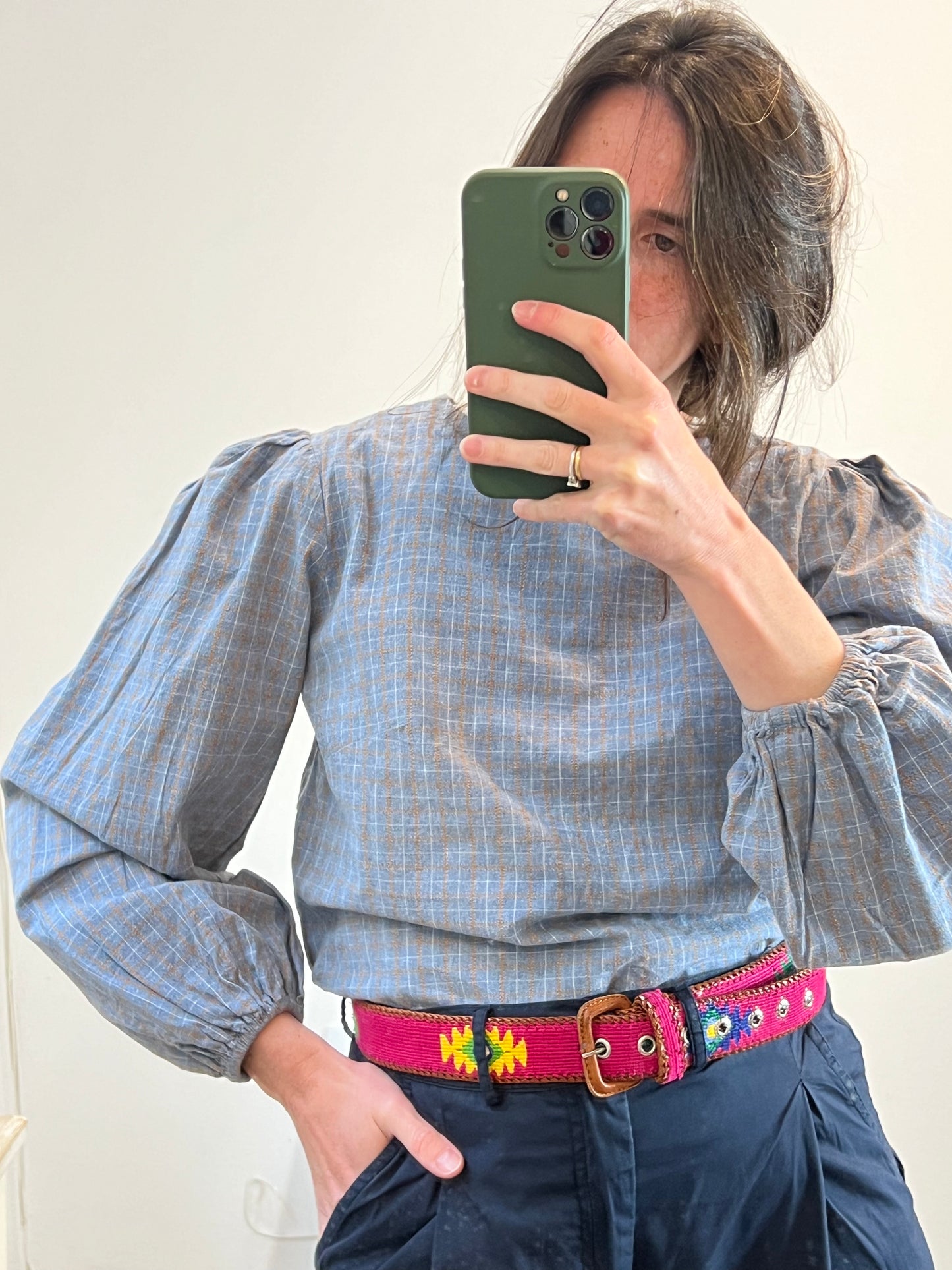 CLOTILDE SENILLOSA. Blue checked blouse TM