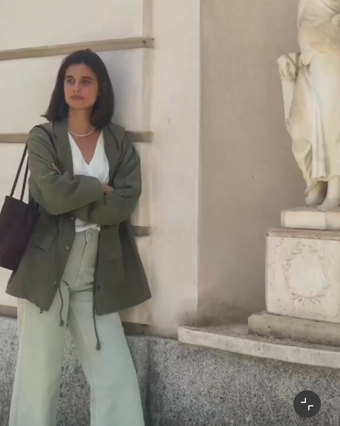 Pantalón verde denim culotte T.36