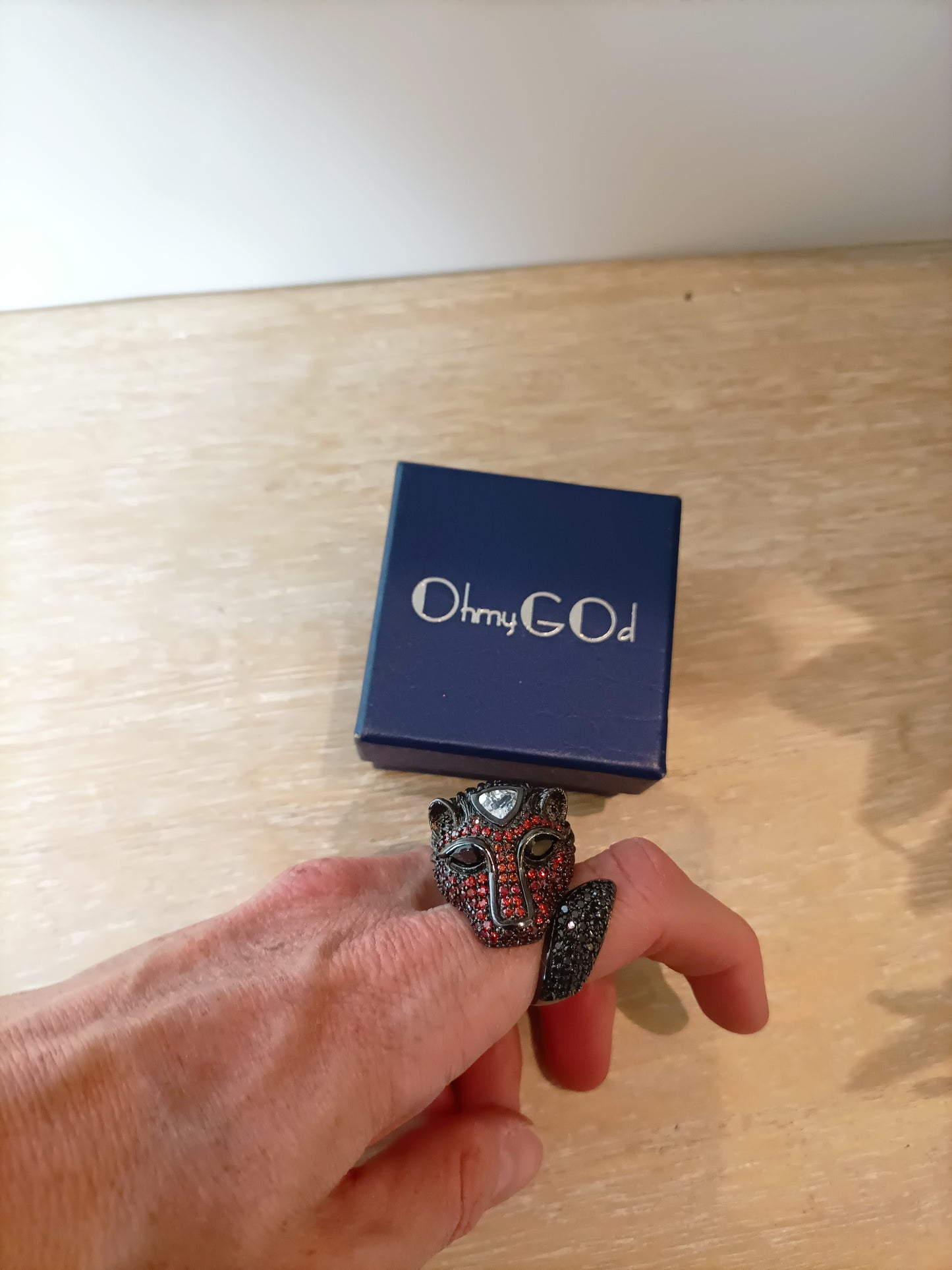 Search OH MY GOD. Rhinestone Cat Ring