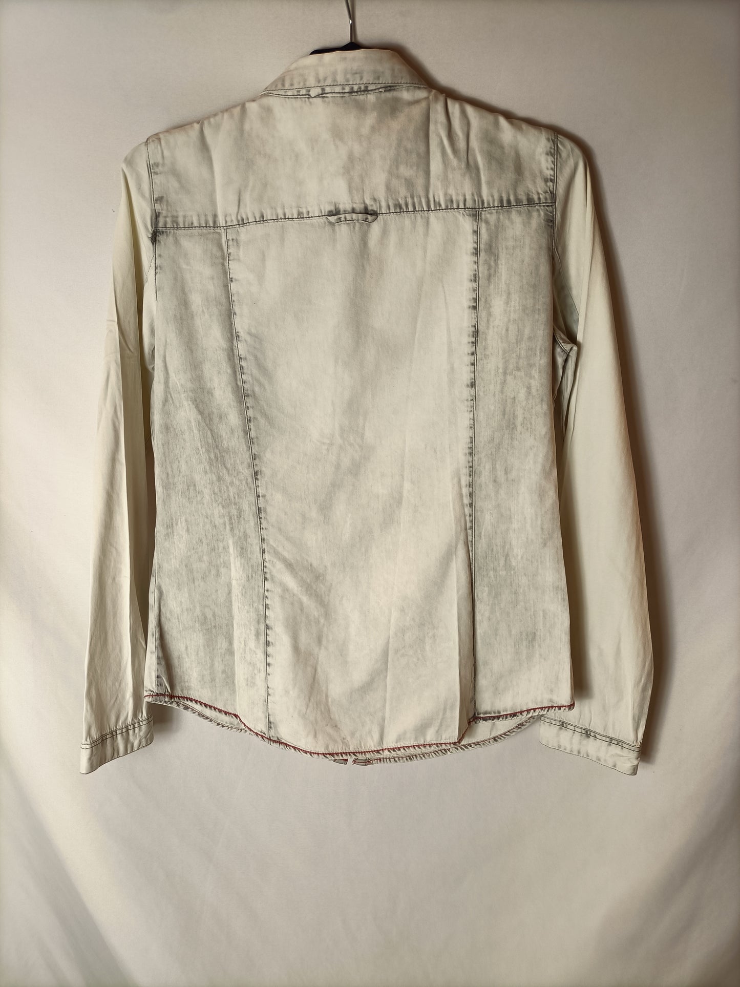 ZARA. Gray worn effect denim blouse. TM