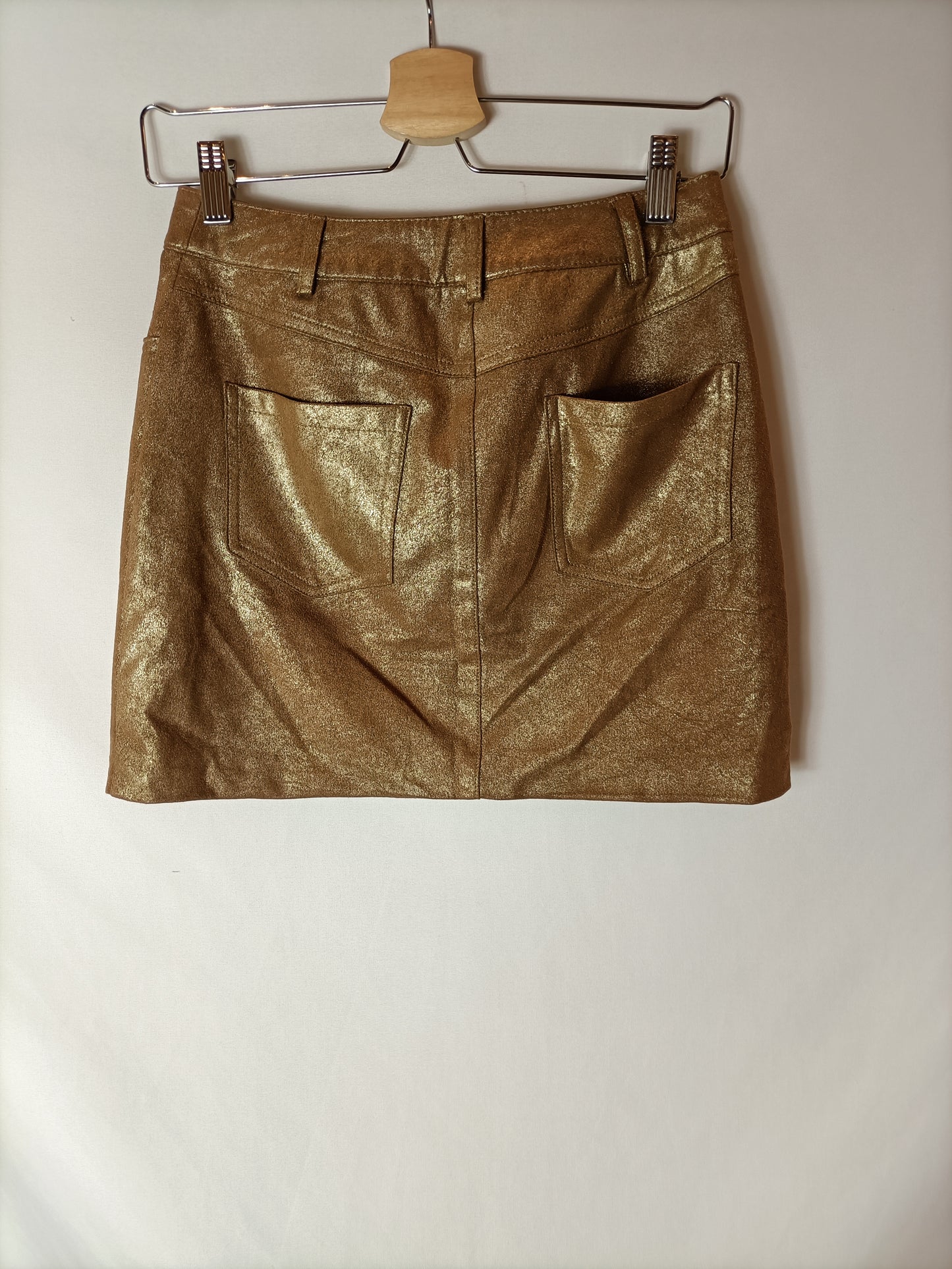 MANGO. Metallic brown skirt. Size 34