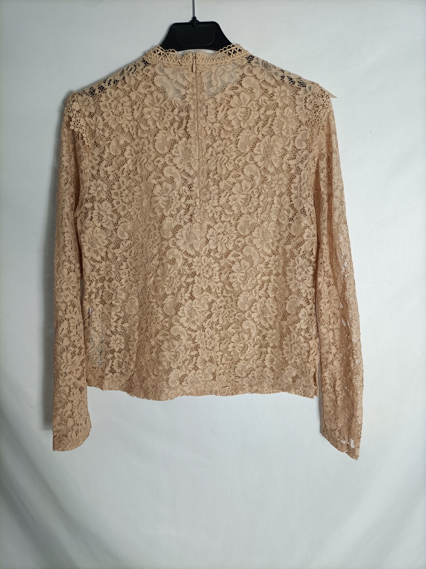 ZARA. Top rosa nude encaje T.xs