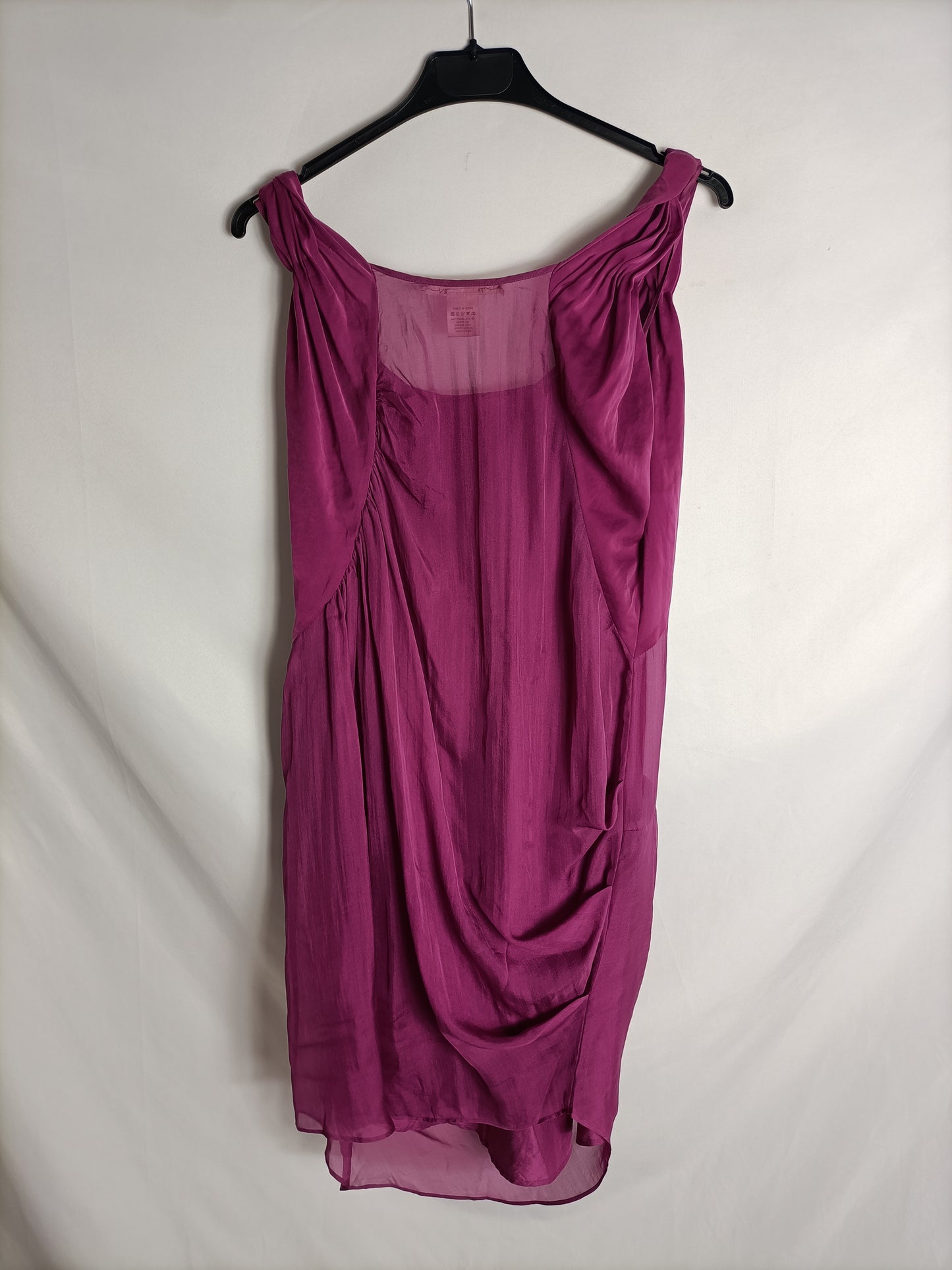 TONY COHEN. Vestido violeta seda t. S