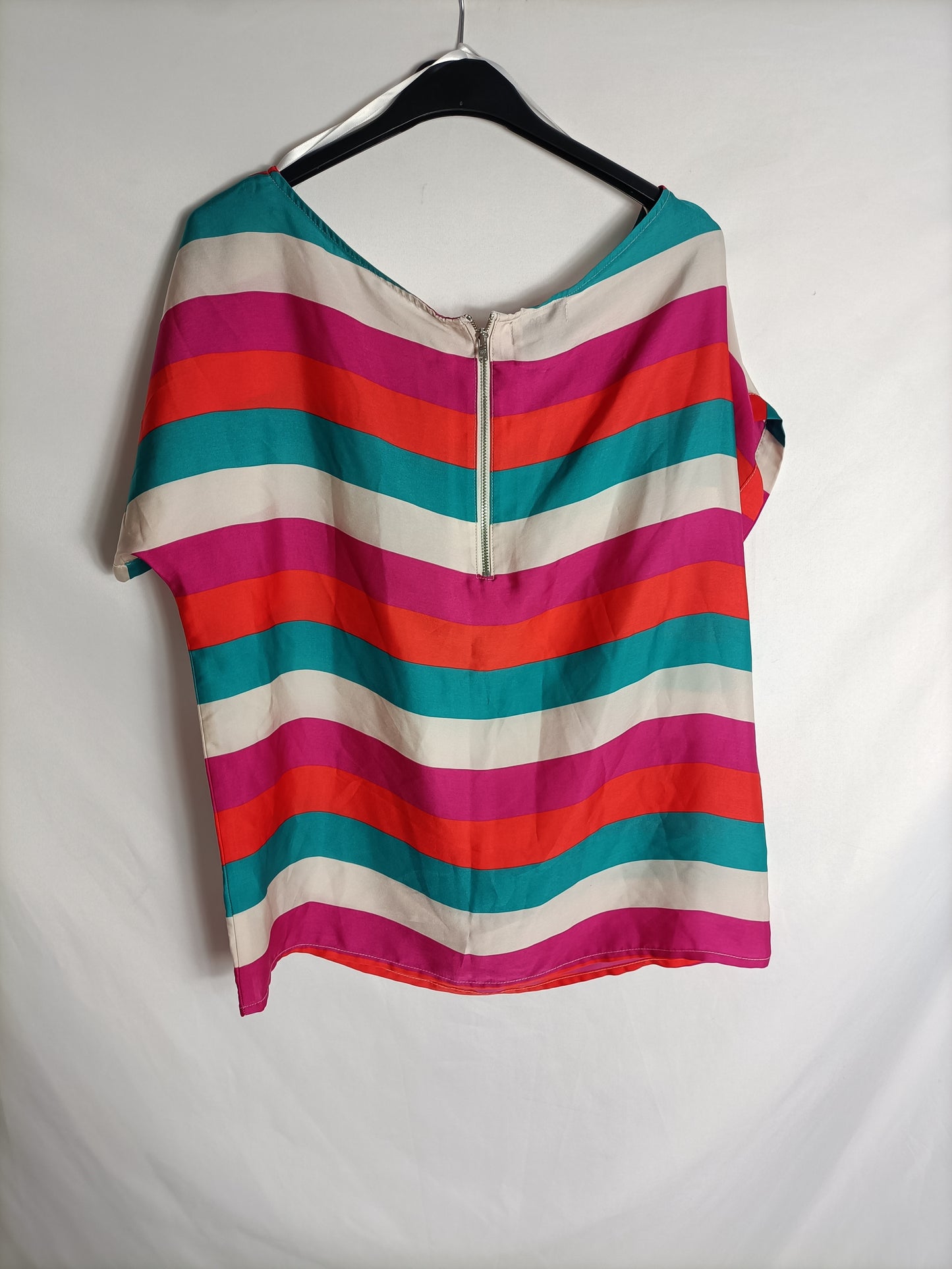 BLANCO. Blusa fluida rayas T.m