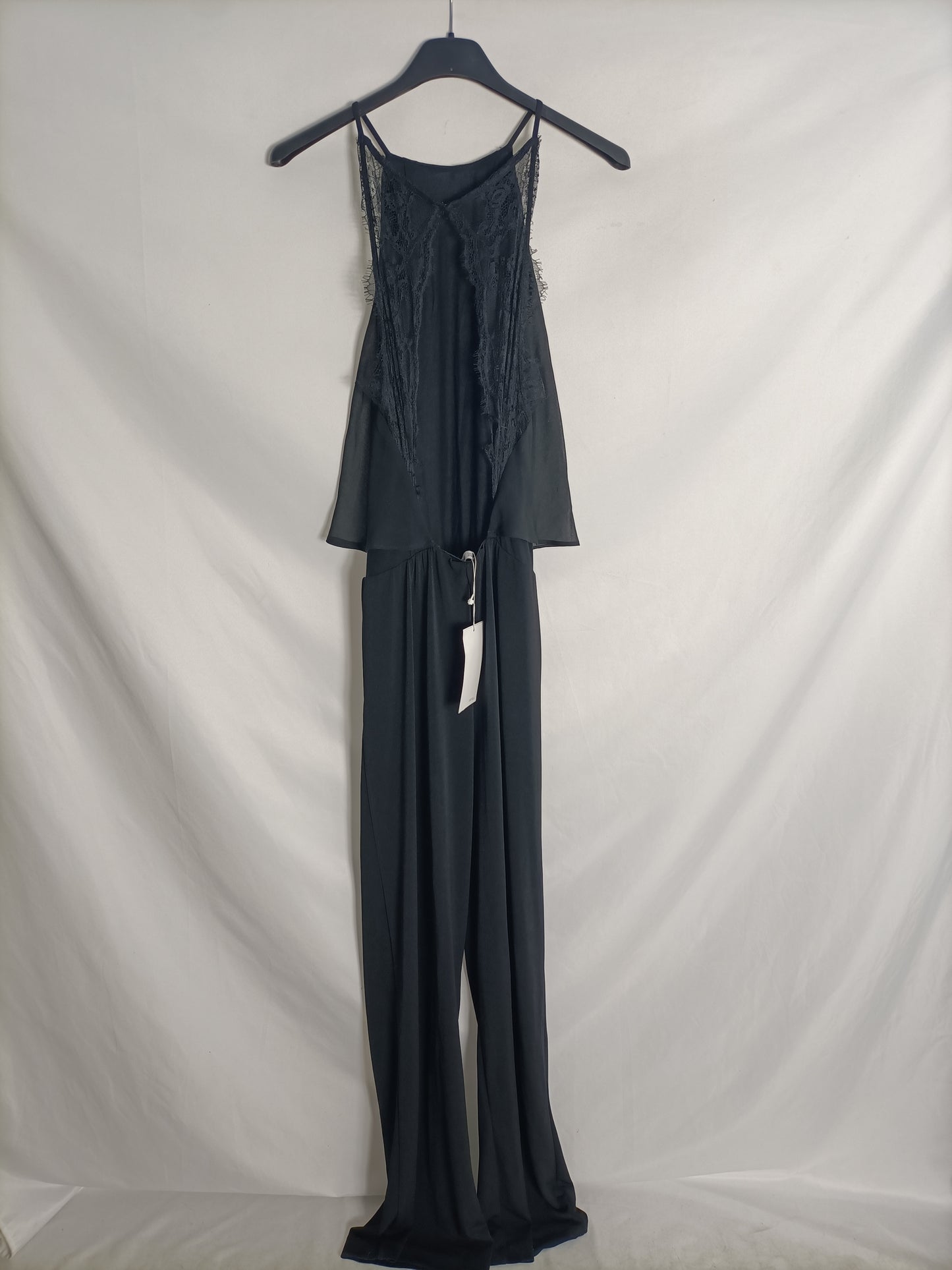 ZARA. Mono negro largo encaje T.s