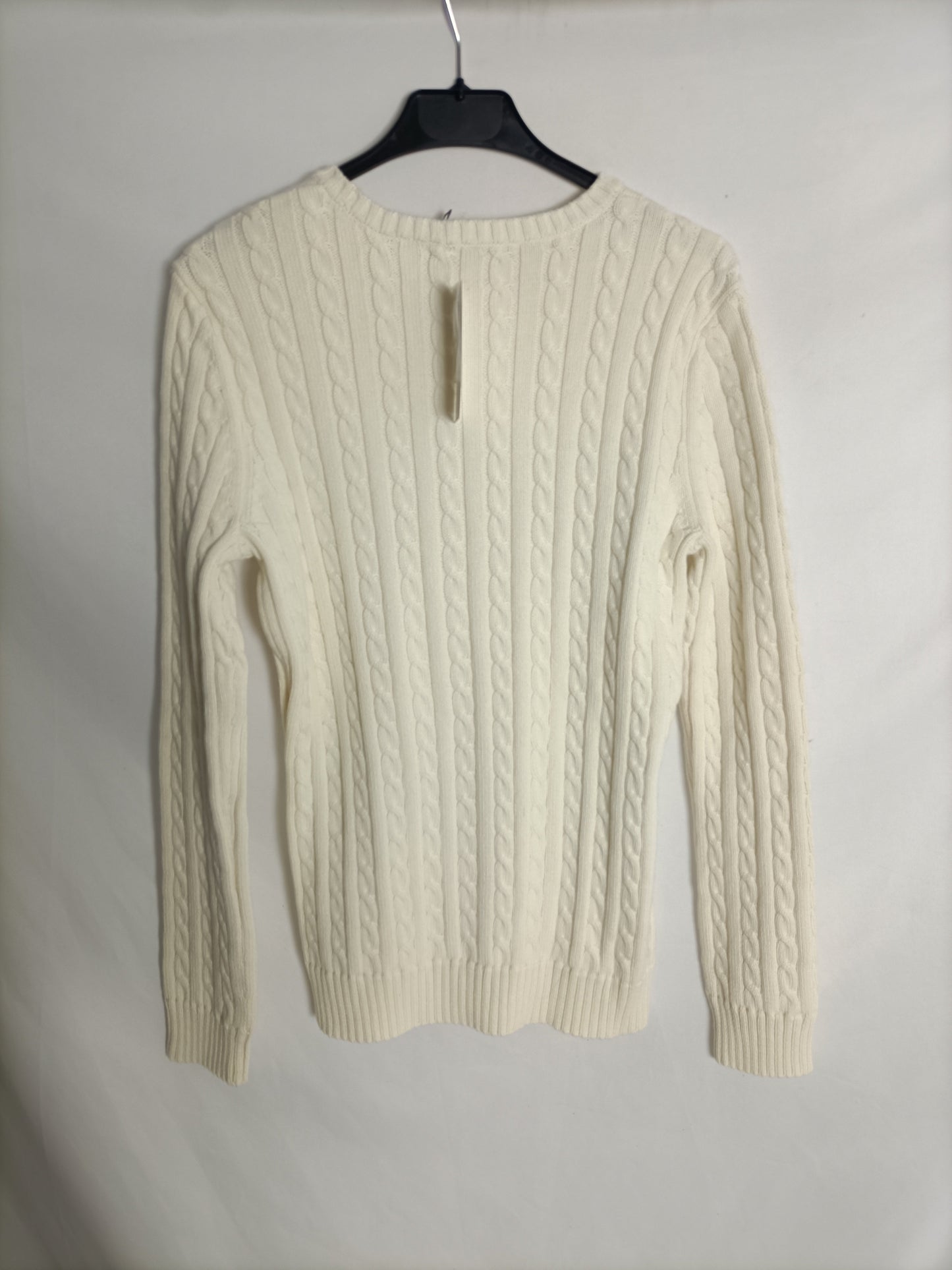 RALPH LAUREN. White cable-knit sweater, size M