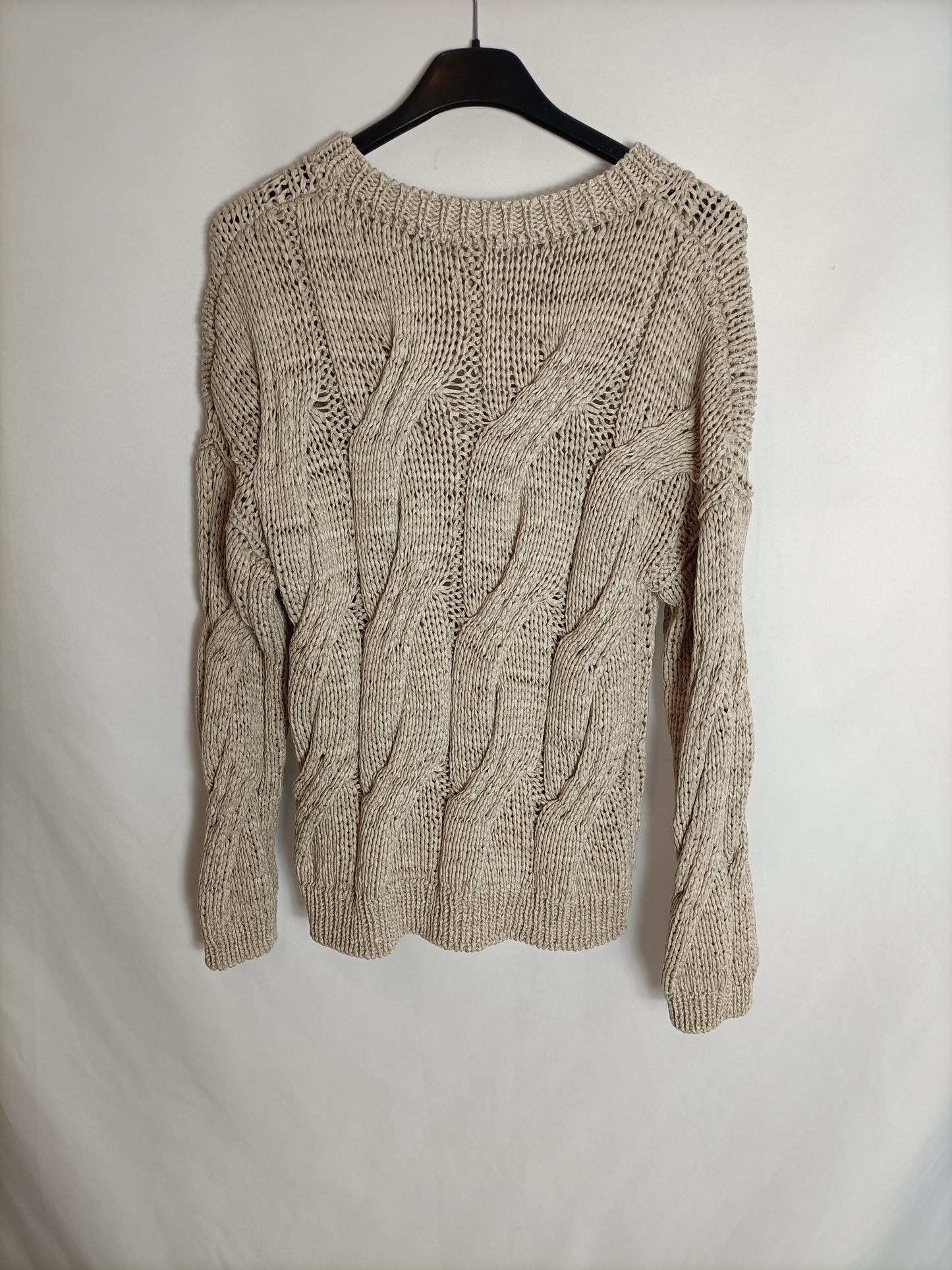 MASSIMO DUTTI. Jersey beige ochos T.xs
