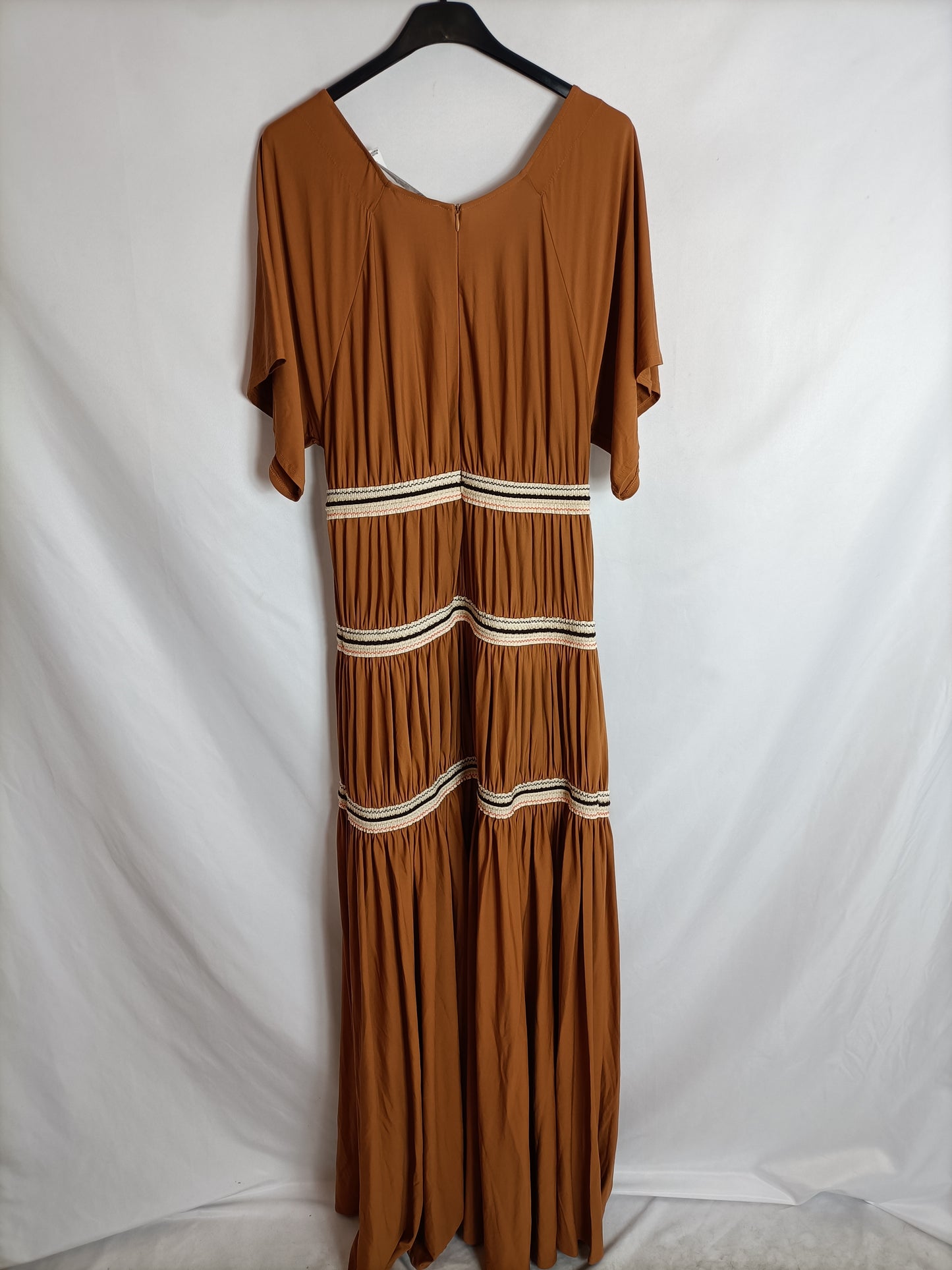 ZARA. Vestido largo camel T.s