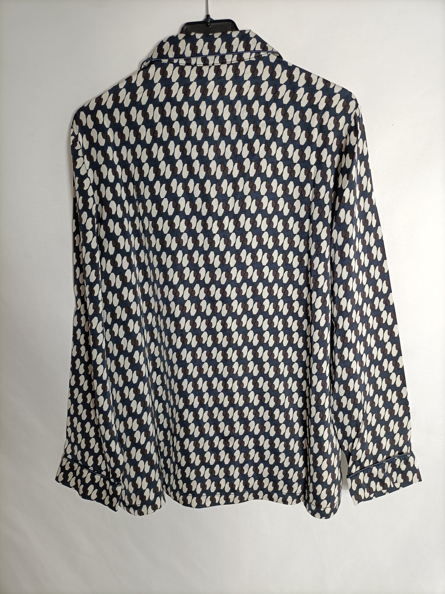 MASSIMO DUTTI. Blusa azul estampada T.m