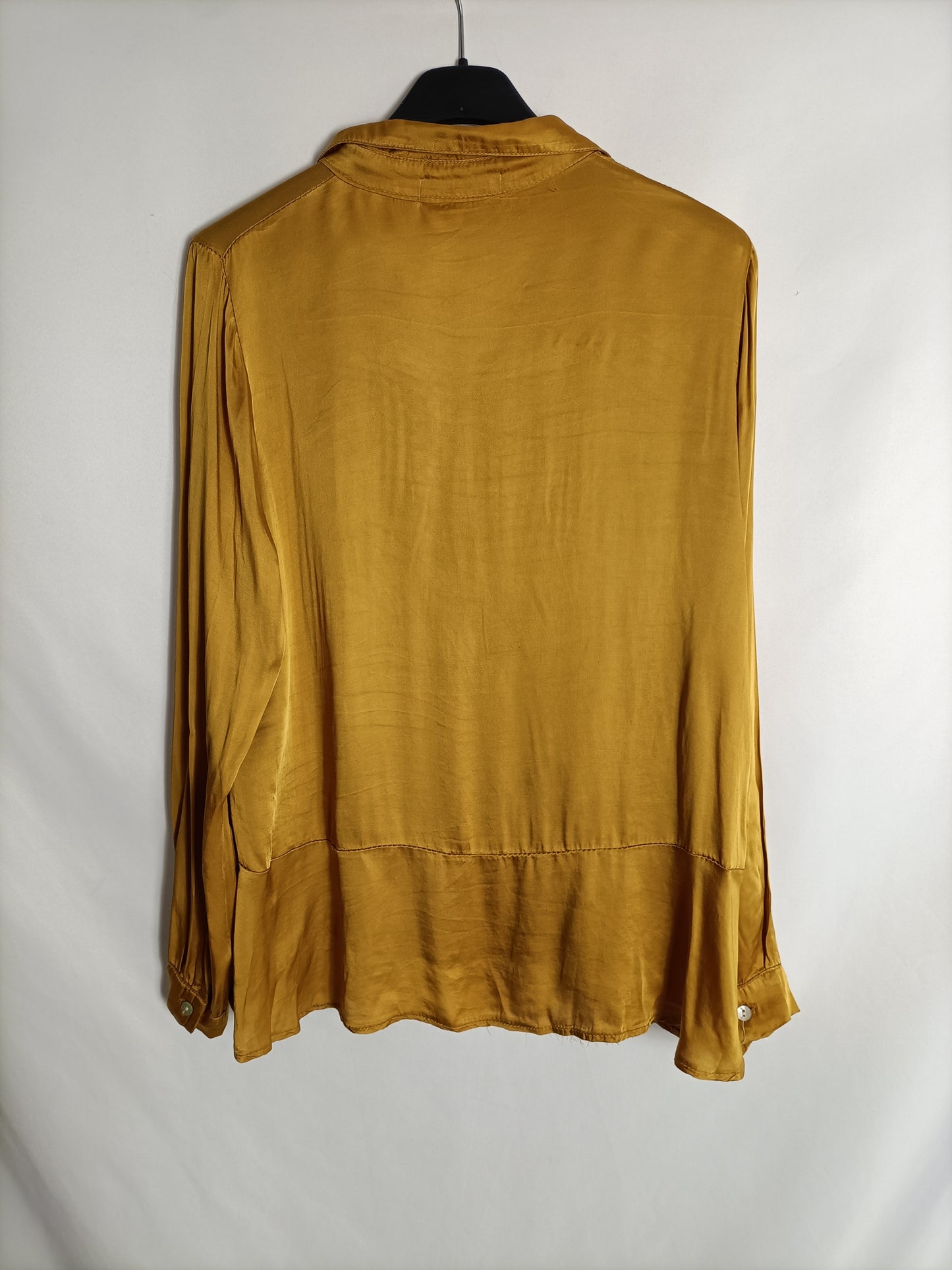 BLUE PINEAPPLE. Mustard satin blouse Yours