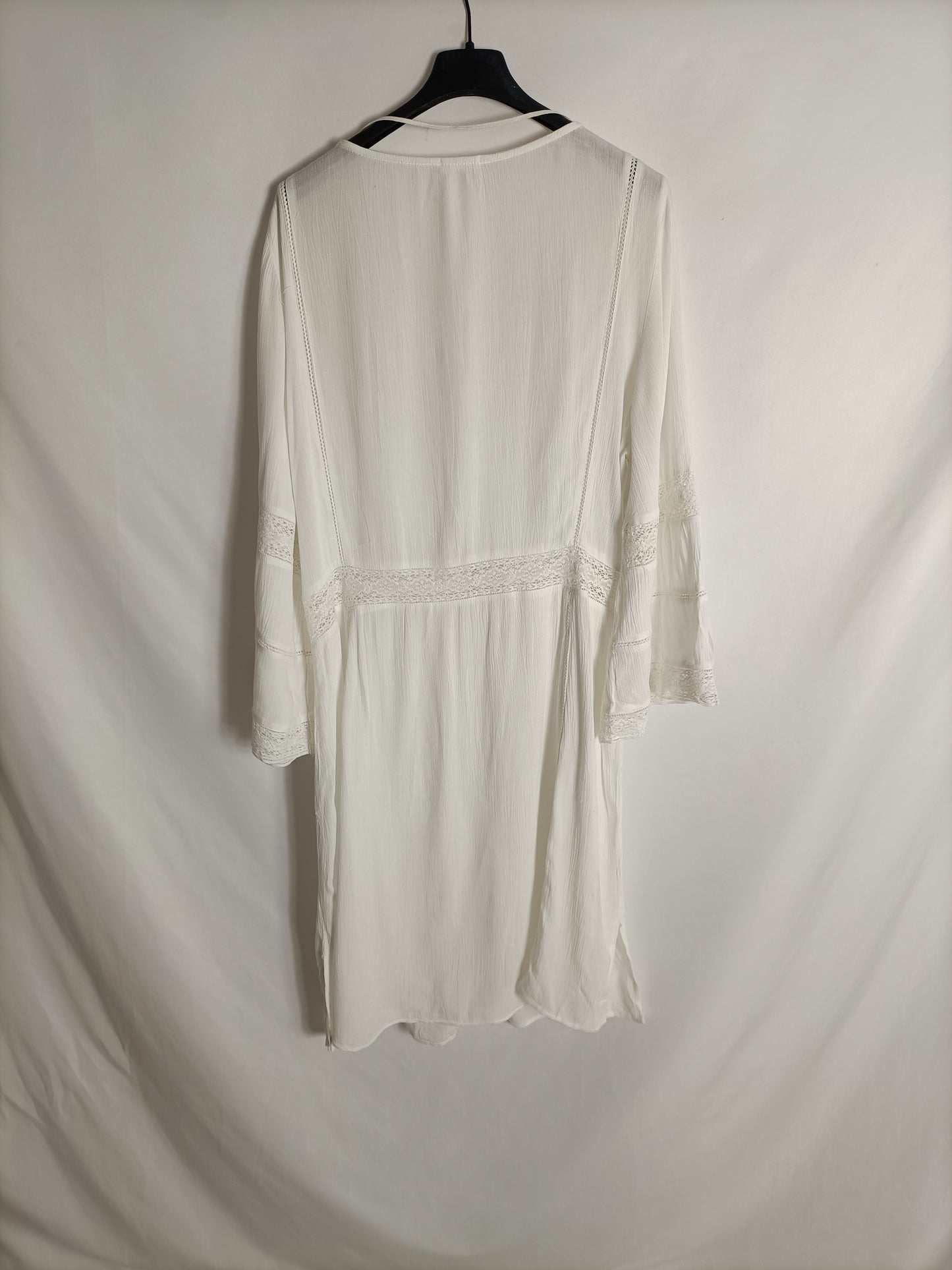OYSHO. Vestido blanco encajes T.l