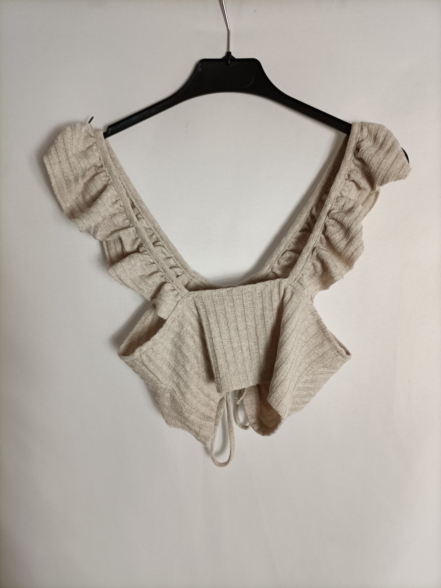 ZARA. Croptop beige canalé T.s