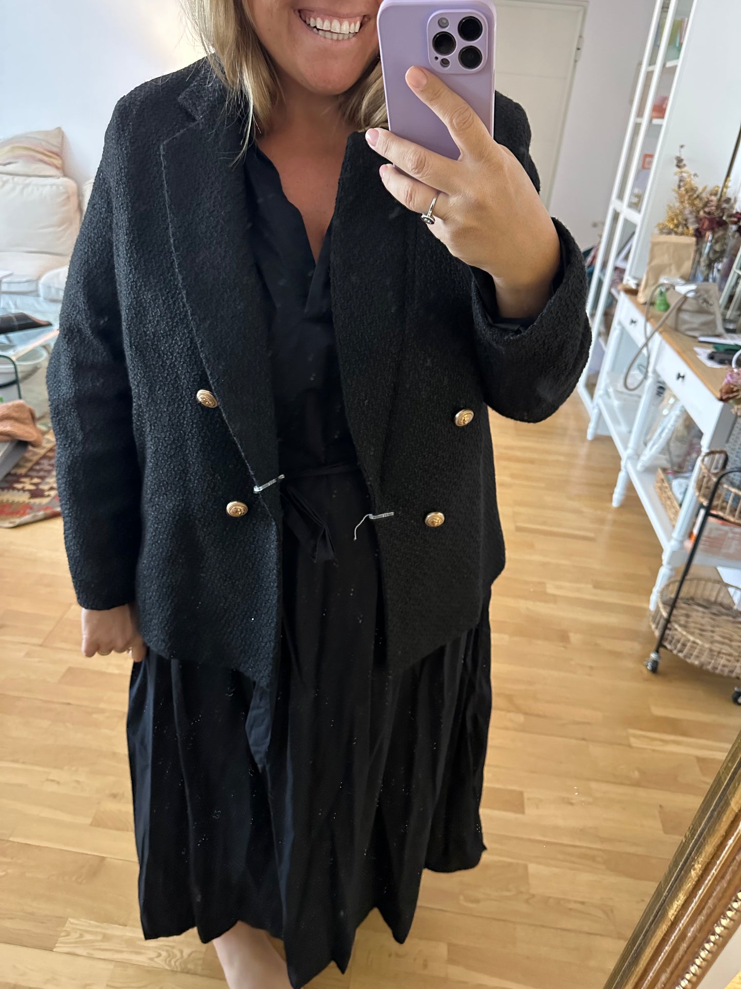 NEW LOOK CURVES. Black tweed blazer T.52