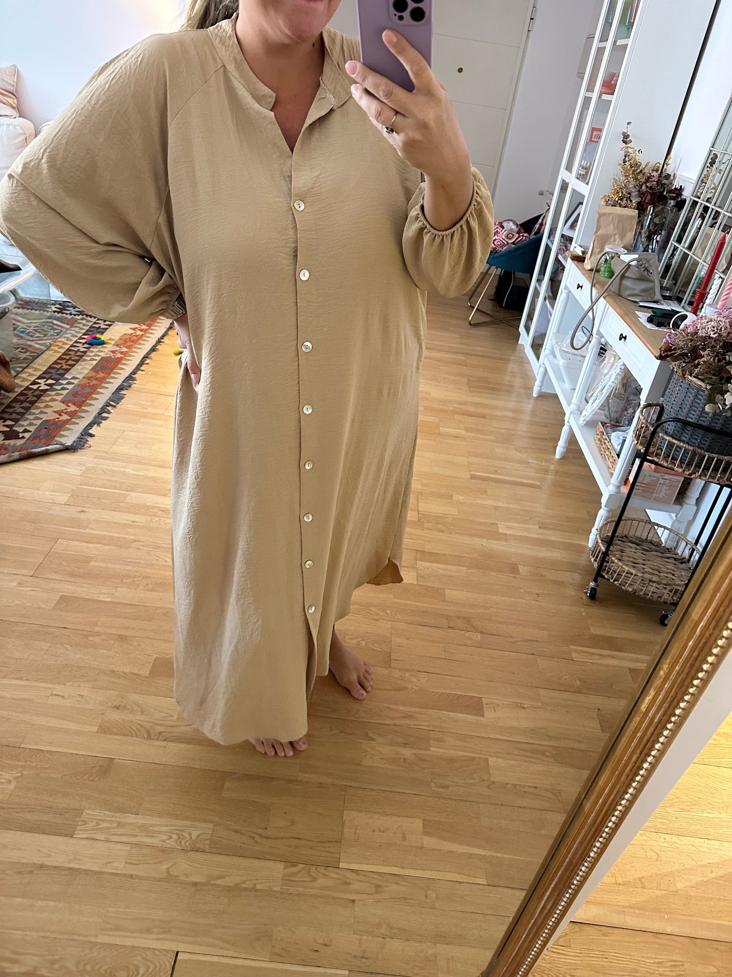 BUGANVILIA. Beige shirt dress Tu (3xl)